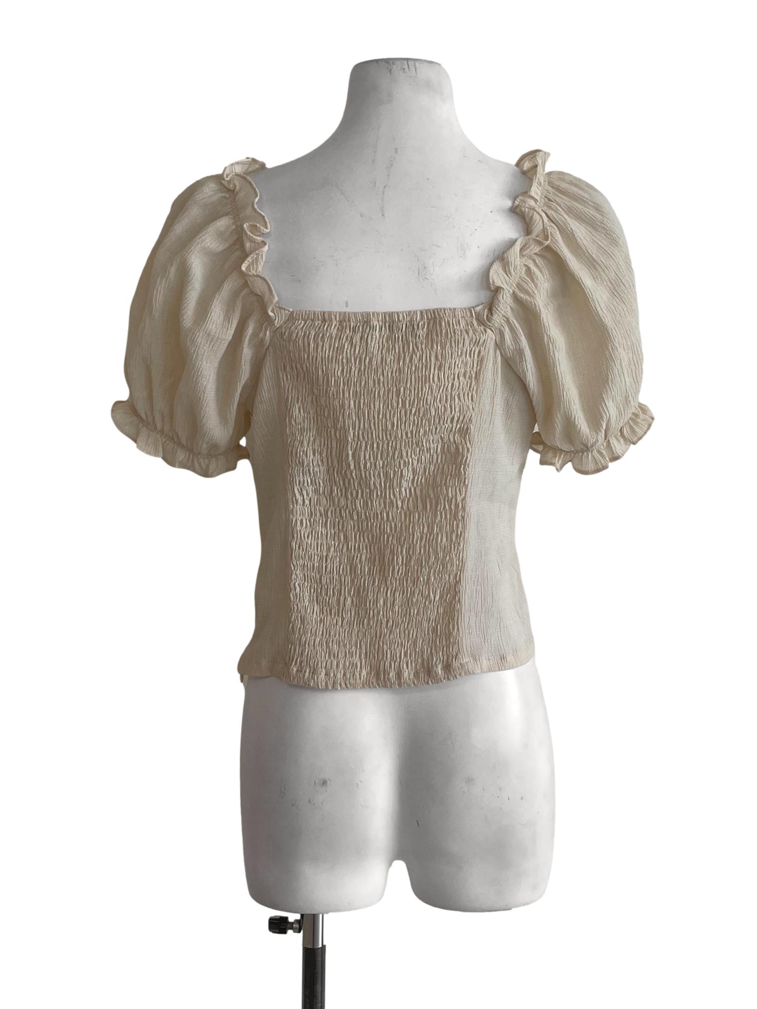 Light Brown Puff Sleeves Top