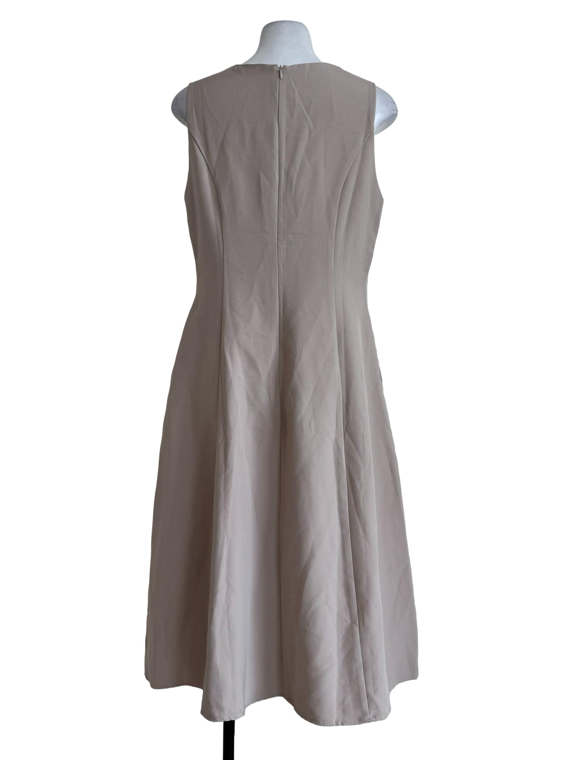 Sand Beige Square Neck Empire Dress