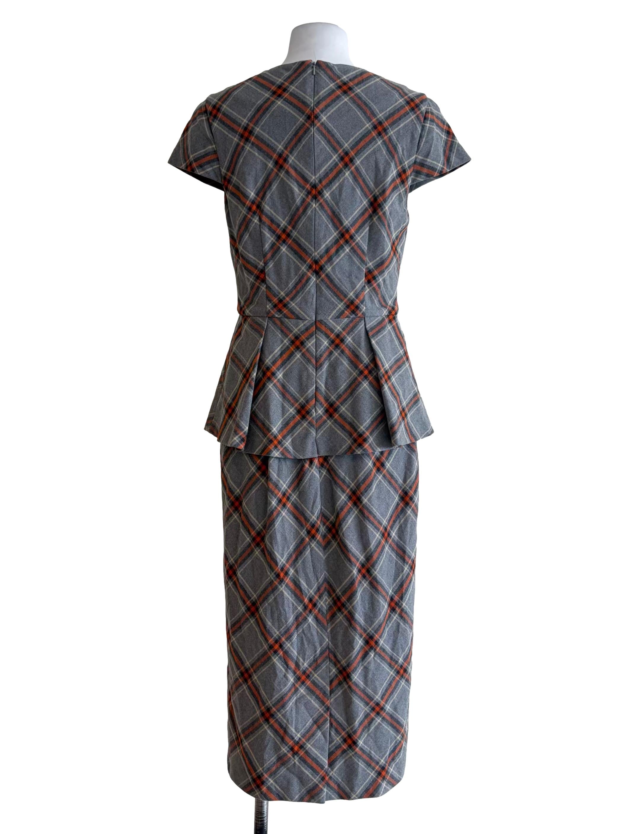 Charcoal Grey Plaid A-Line Dress
