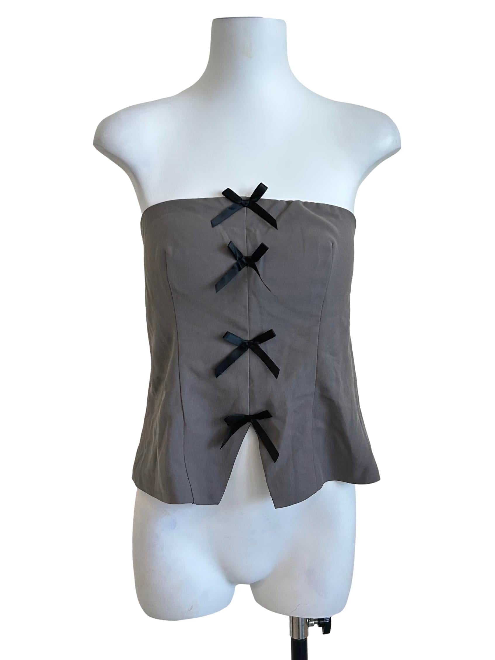 Smoke Grey Bow Detail Tube Top TTR