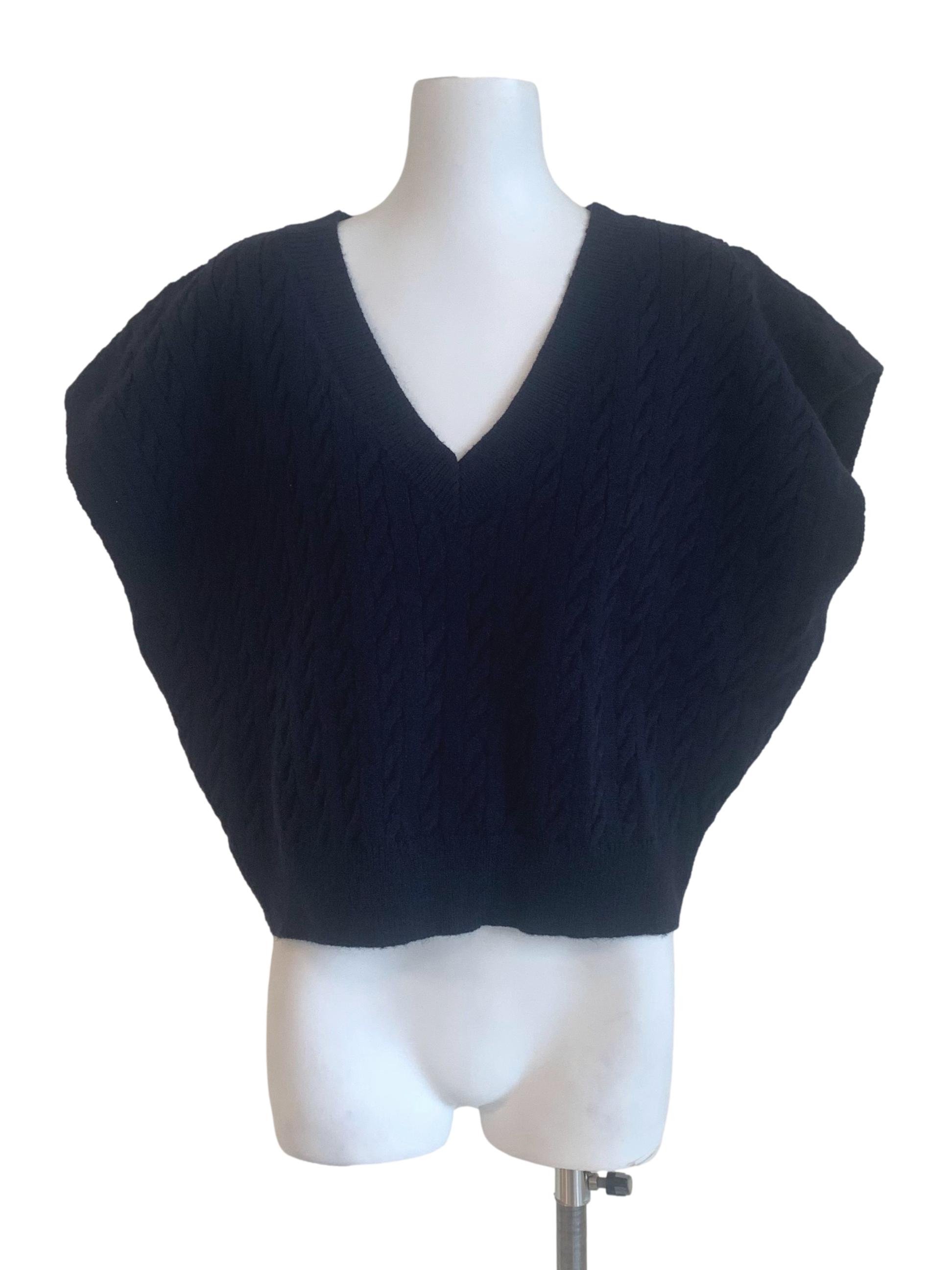 Navy Blue Drop Shoulder Knitted Vest TCL