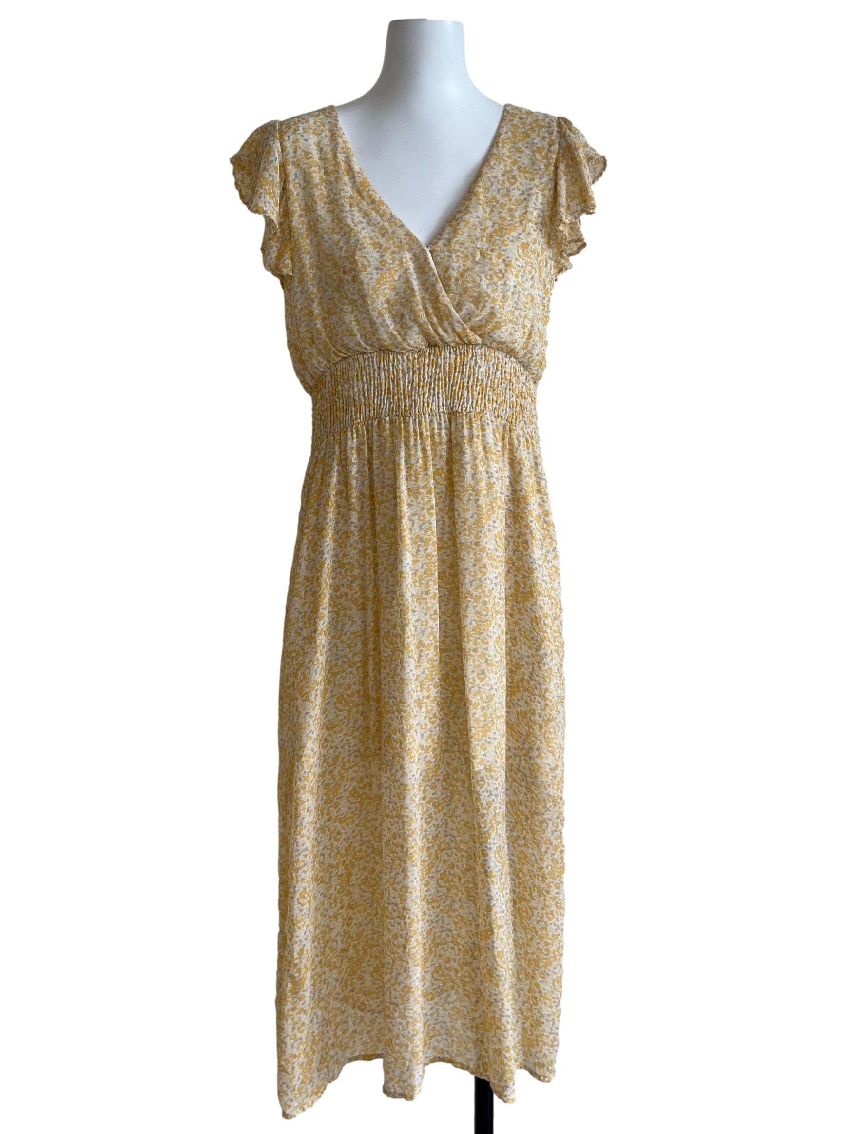 Butter Yellow Floral Empire Dress