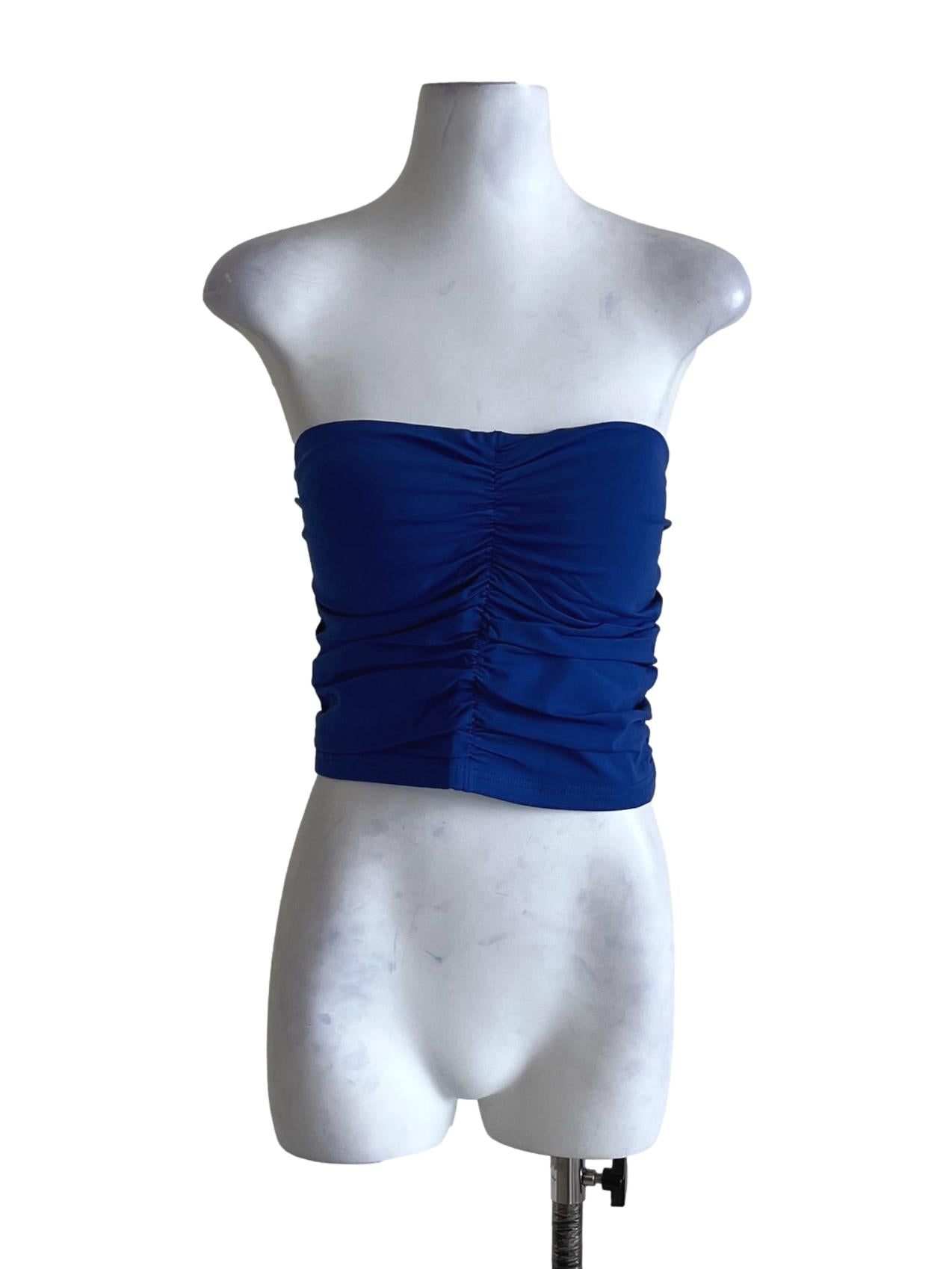 Blue Anaya Ruched Tube Padded Top TTR