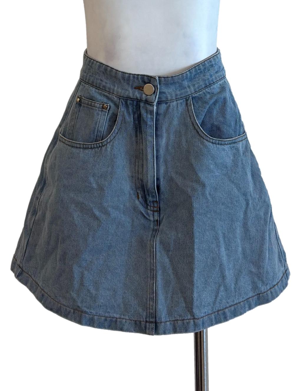 Washed Blue Mini Denim Skorts
