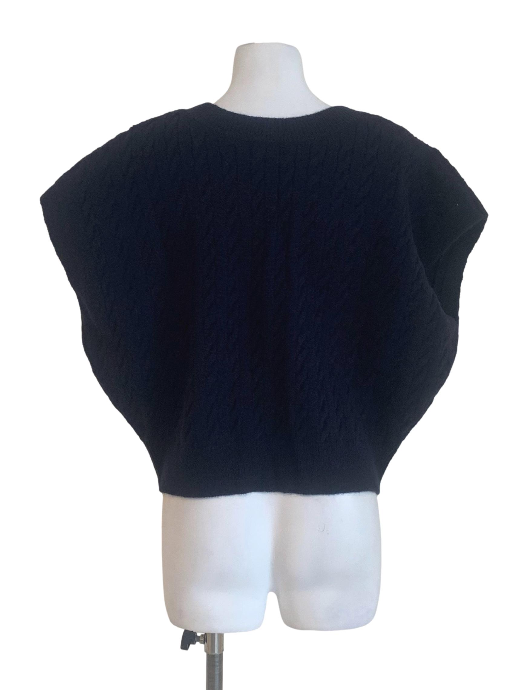 Navy Blue Drop Shoulder Knitted Vest TCL