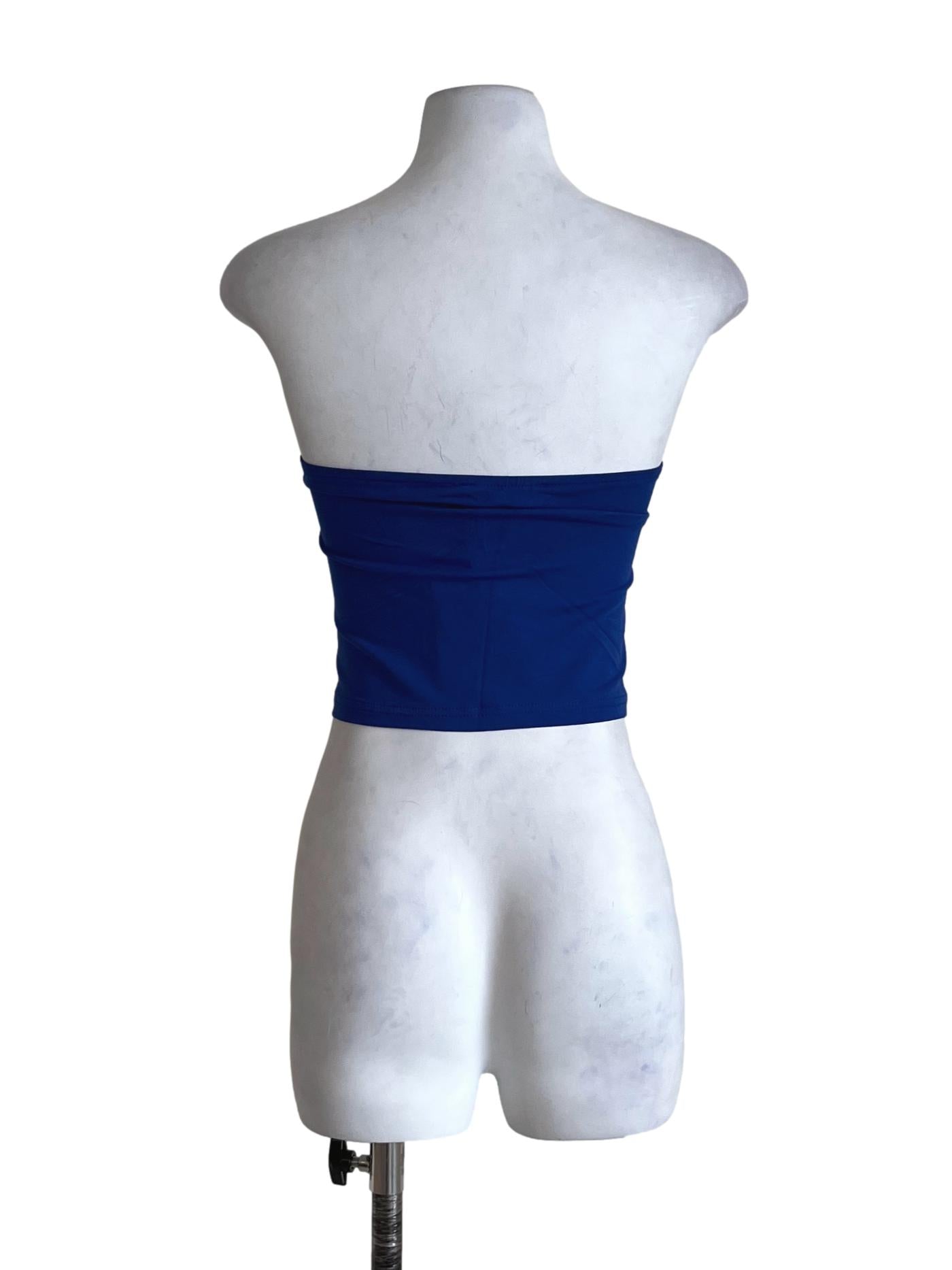 Blue Anaya Ruched Tube Padded Top TTR