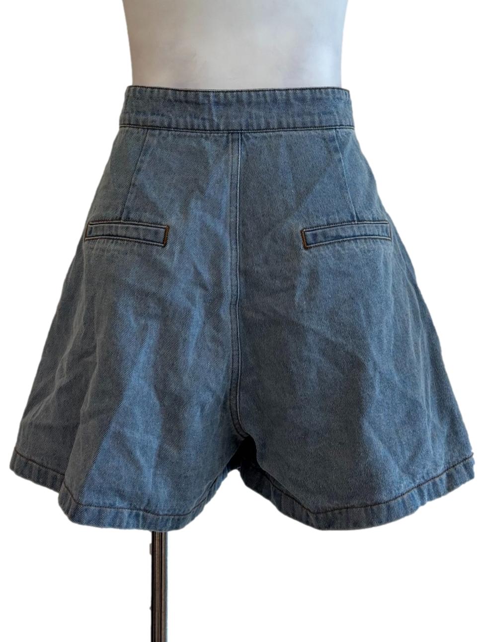 Washed Blue Mini Denim Skorts