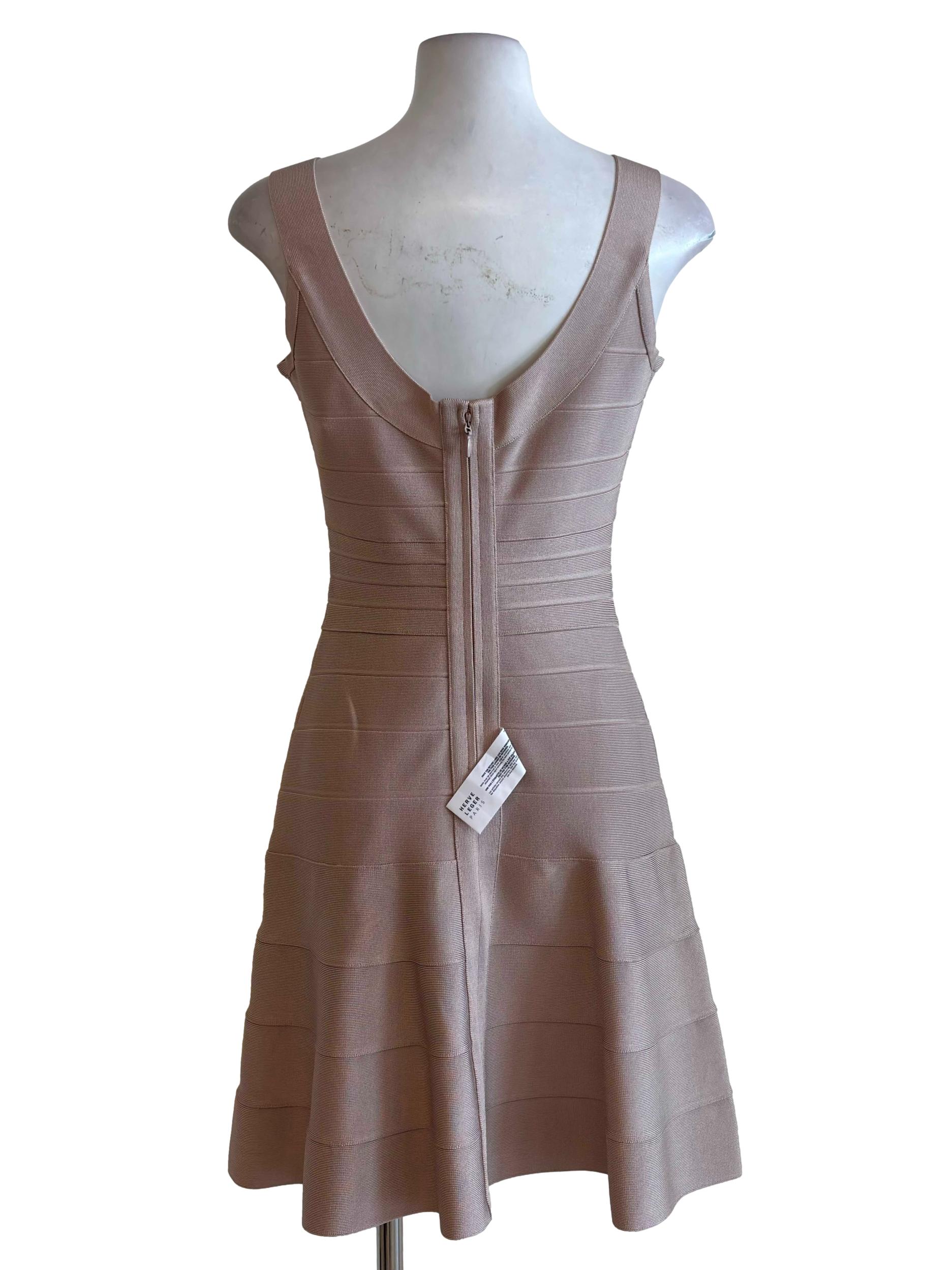 Bare Beige Scoop Neck Bandage Dress