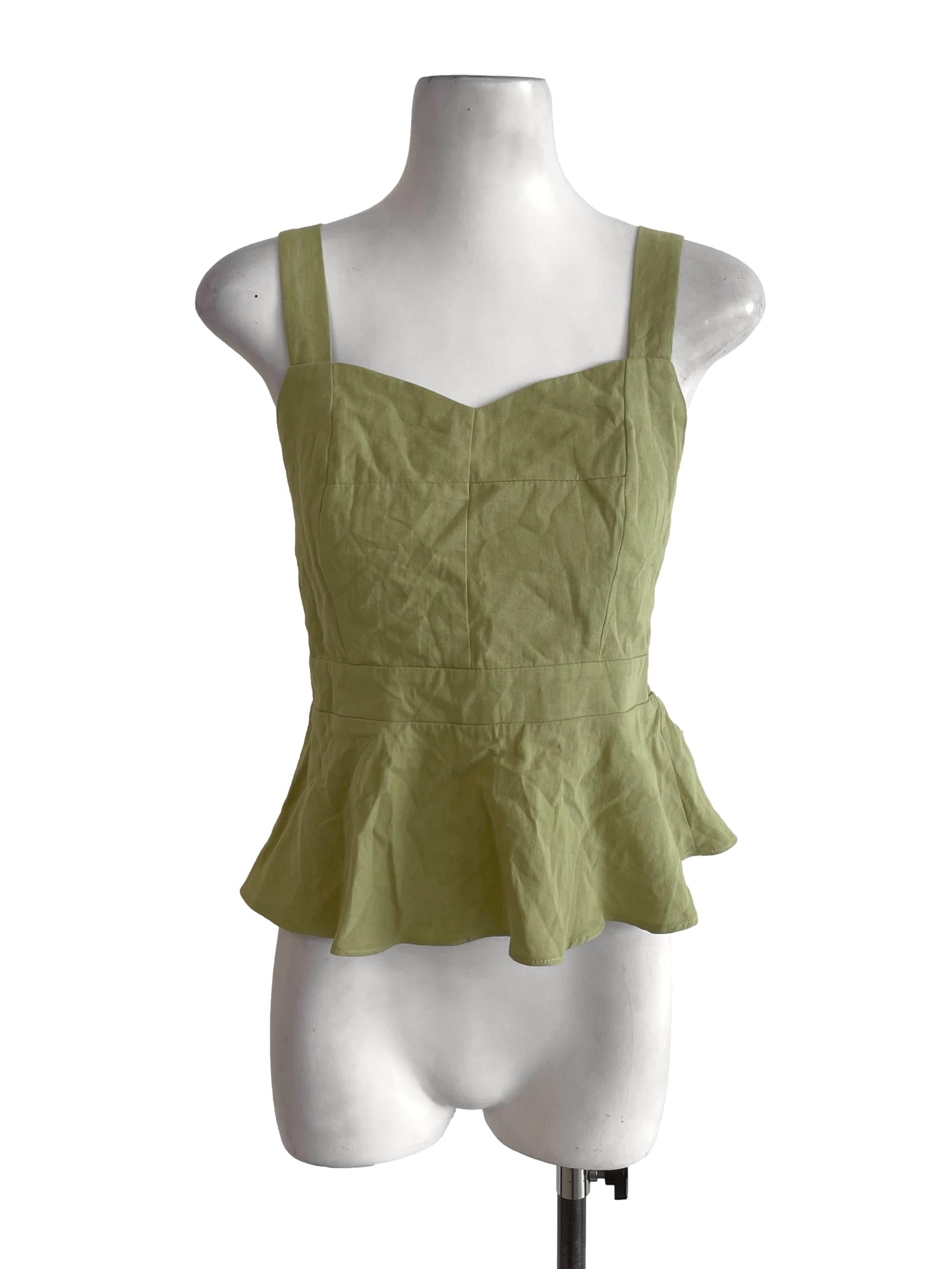 Olive Green Ruffled Hem Top