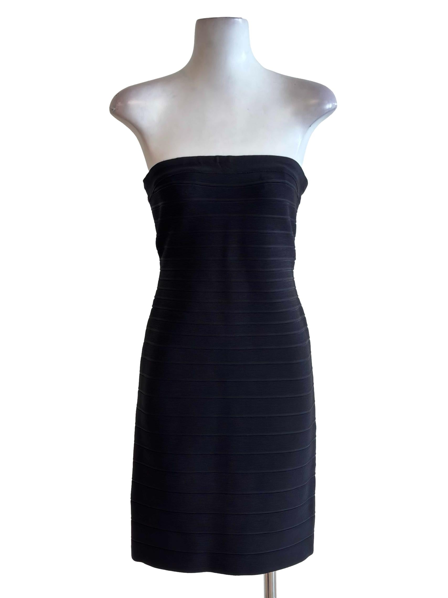 Jet Black Strapless Bandage Dress