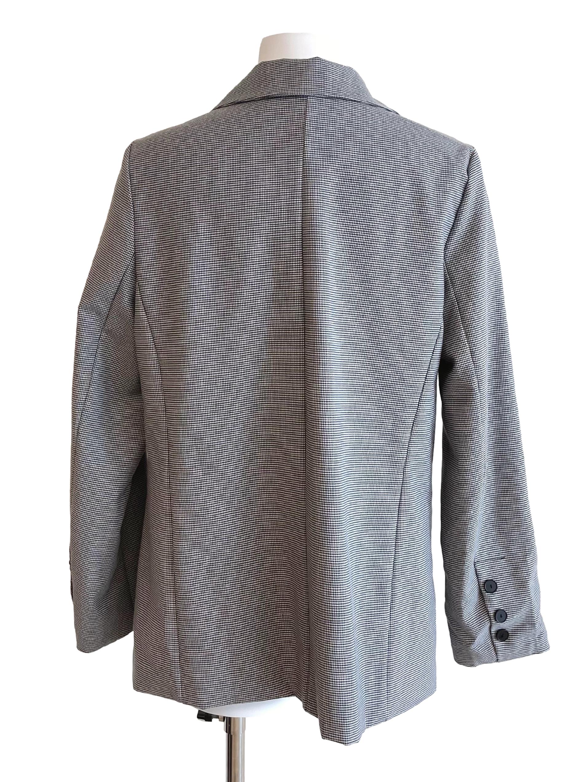 Black & White Houndstooth Double Breasted Blazer TEM