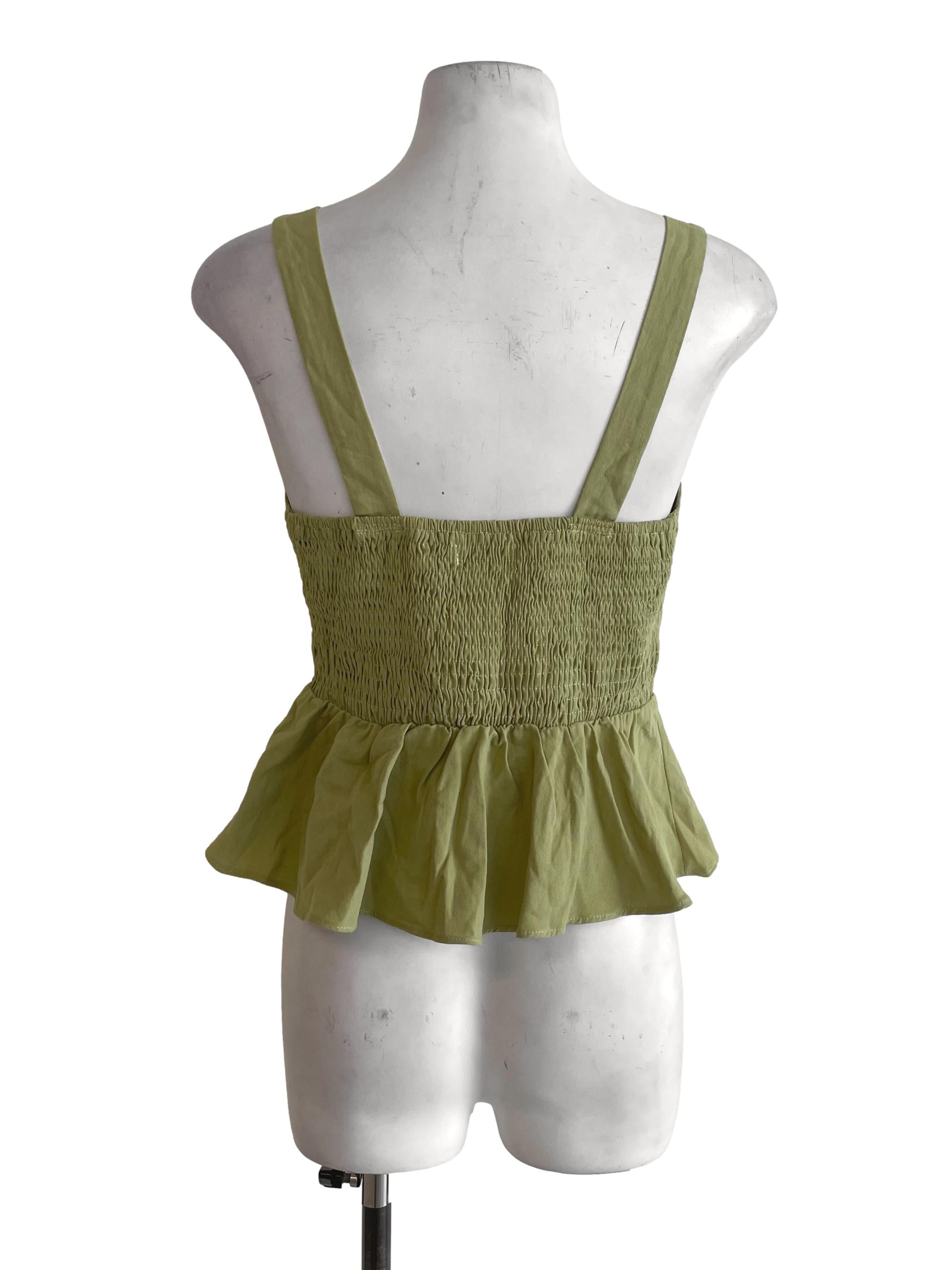Olive Green Ruffled Hem Top