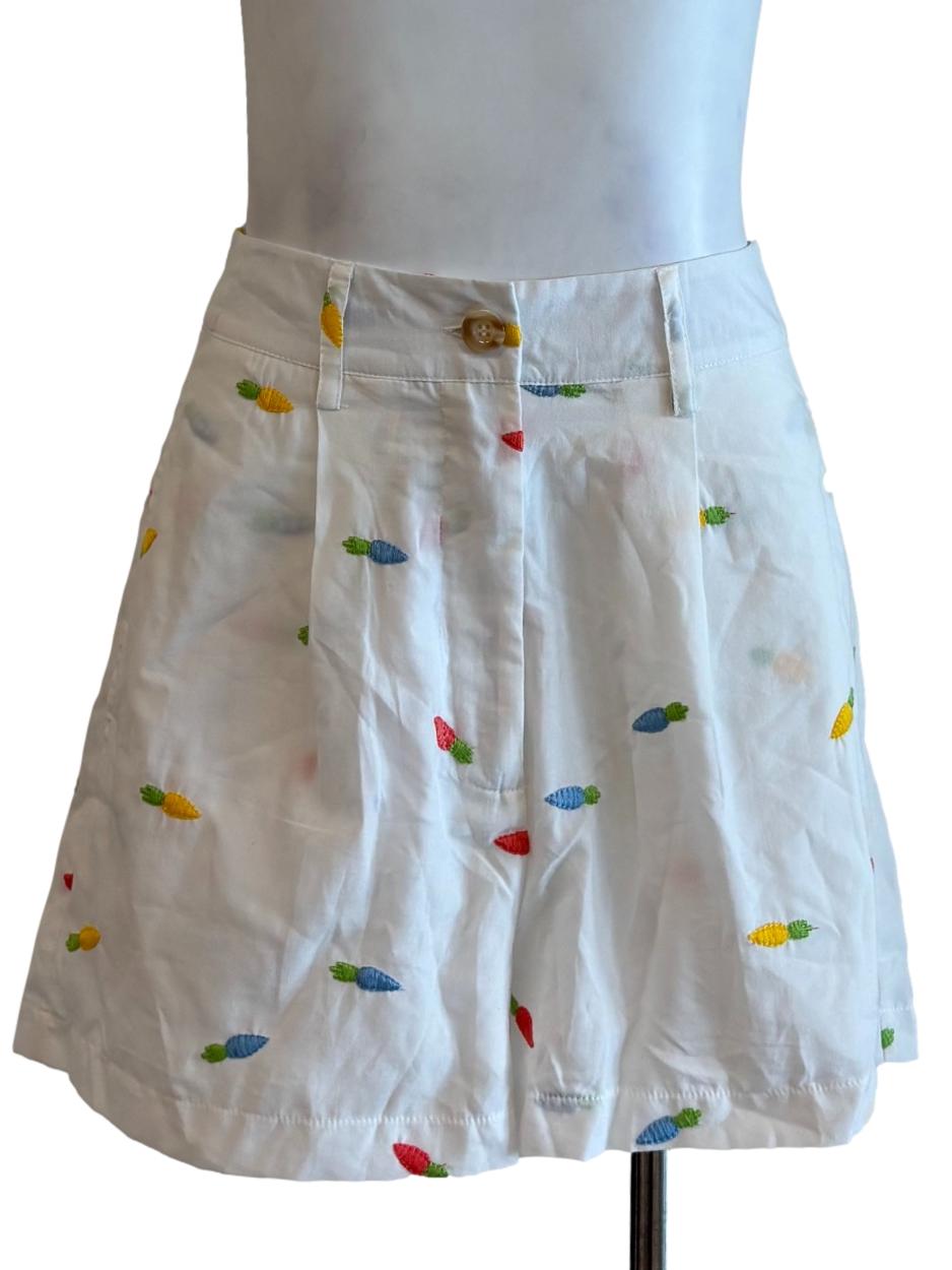 Pearl White Embroidered Cotton Shorts