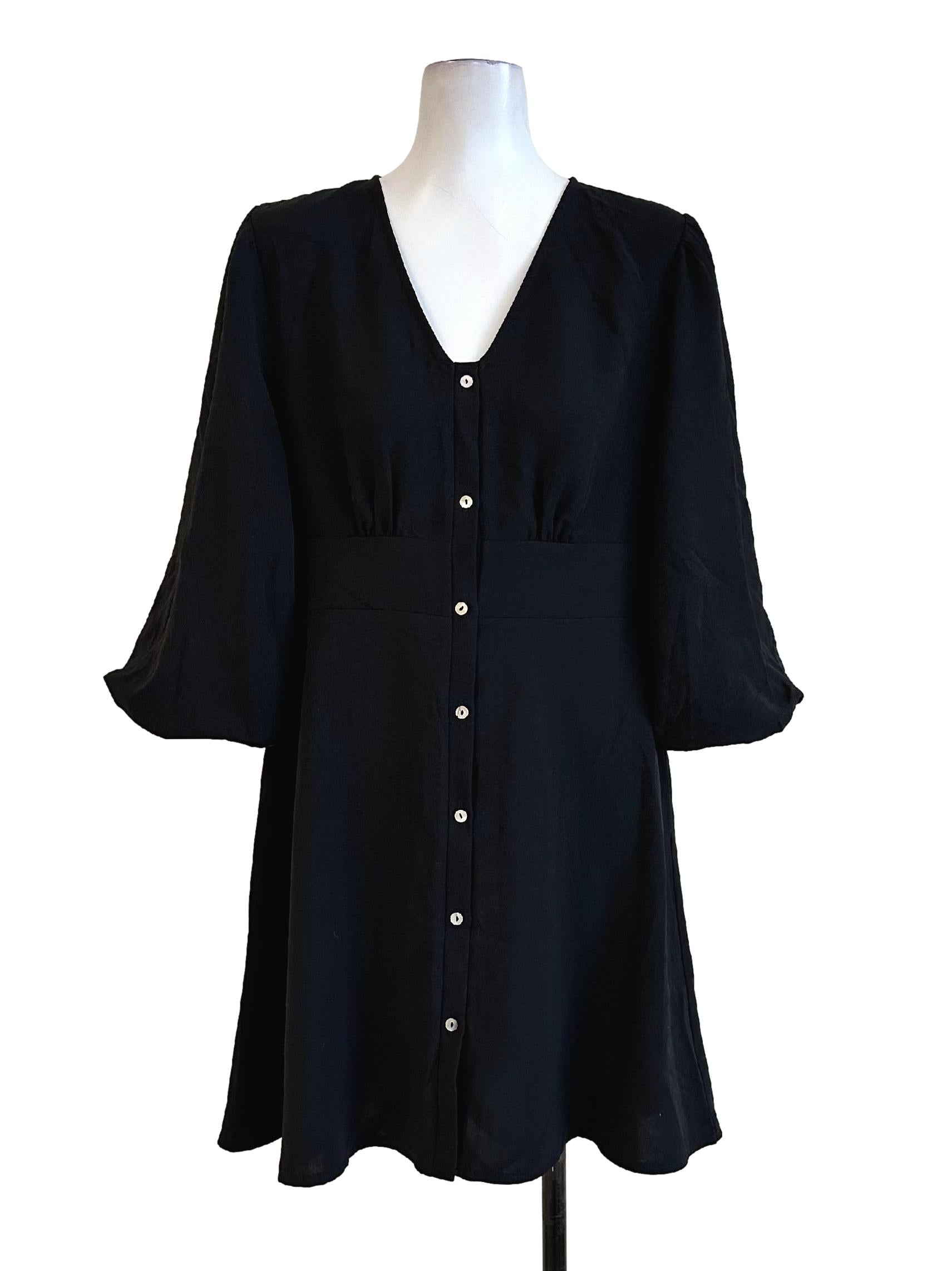Black V Neckline Mini Dress LB