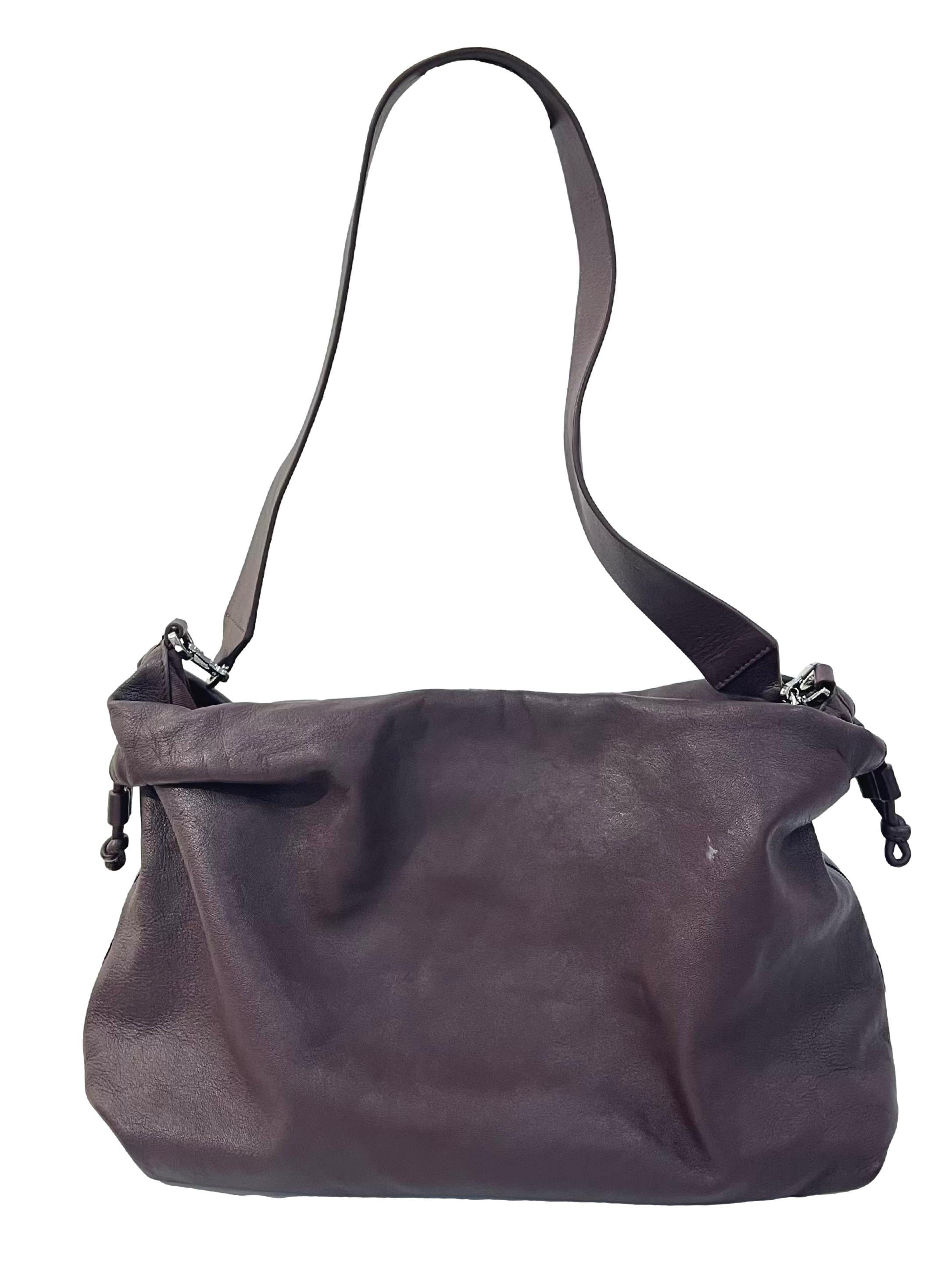 Plum Brown Leather Shoulder Bag CSN