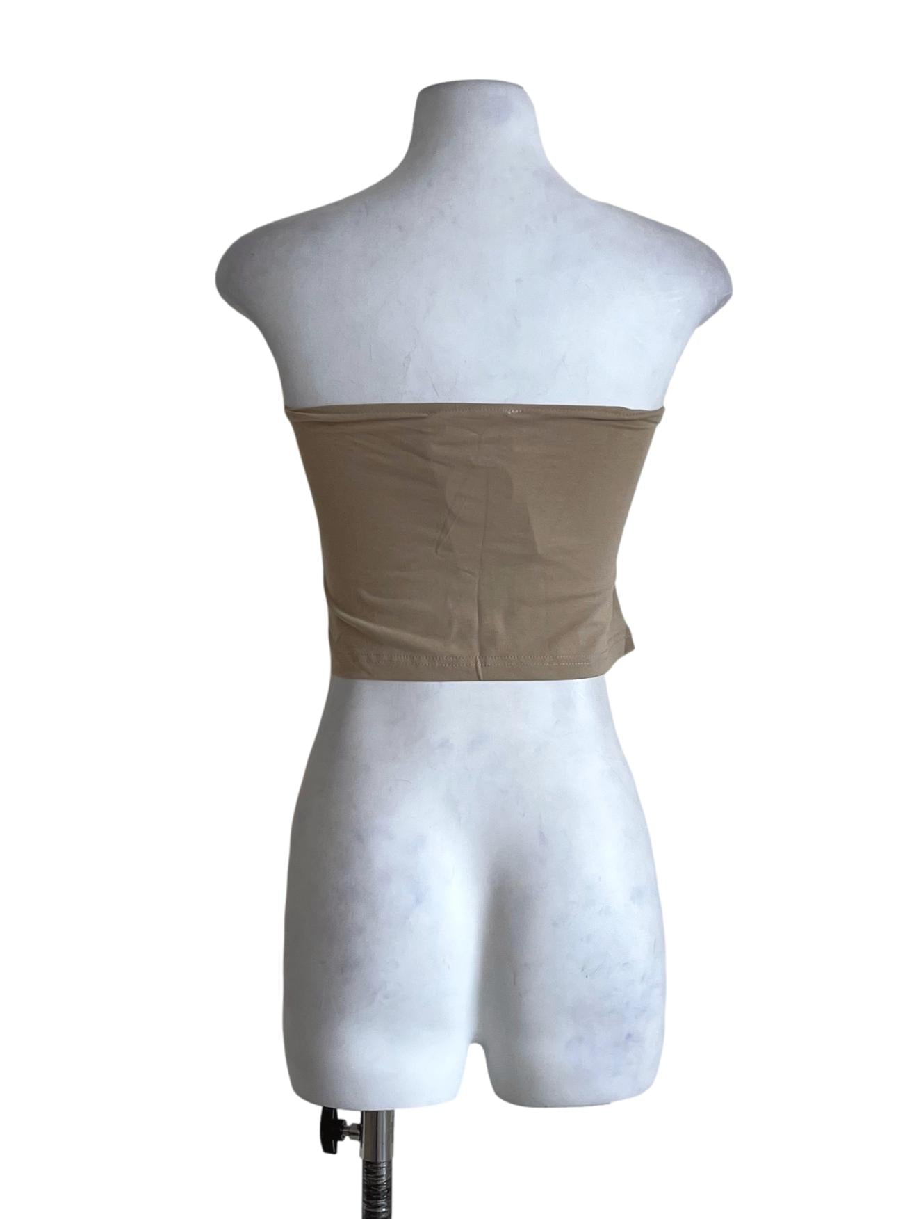 Beige Anaya Ruched Tube Padded Top TTR