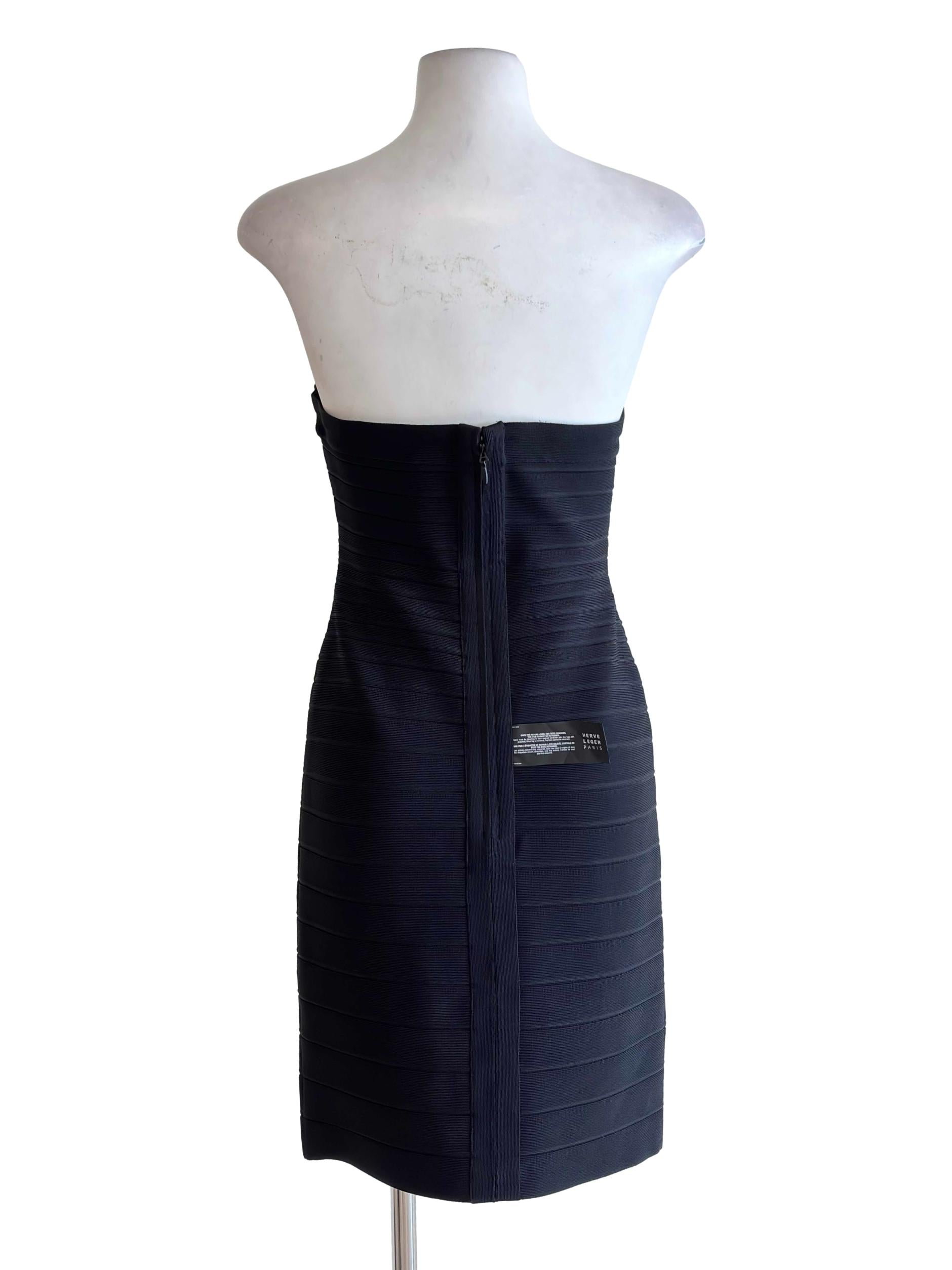 Jet Black Strapless Bandage Dress