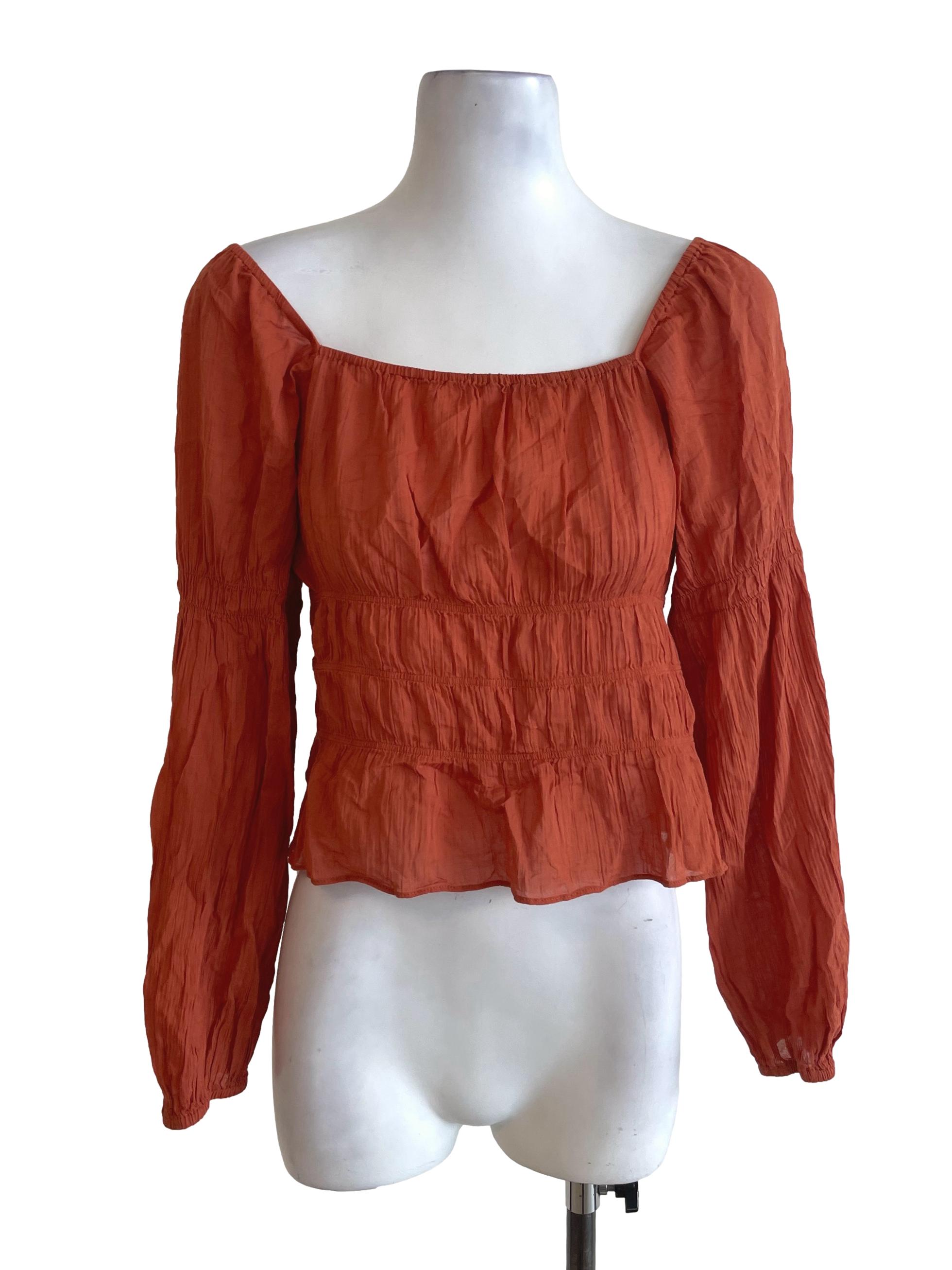 Orange Long Sleeves Top