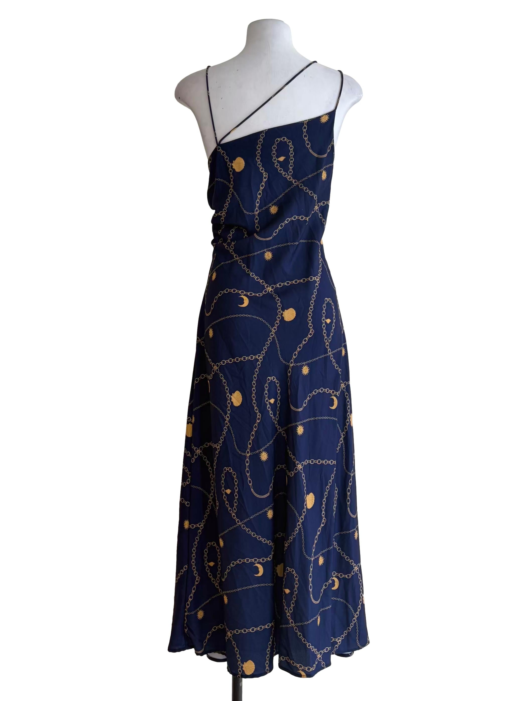 Navy Blue Printed Design Slip Dress