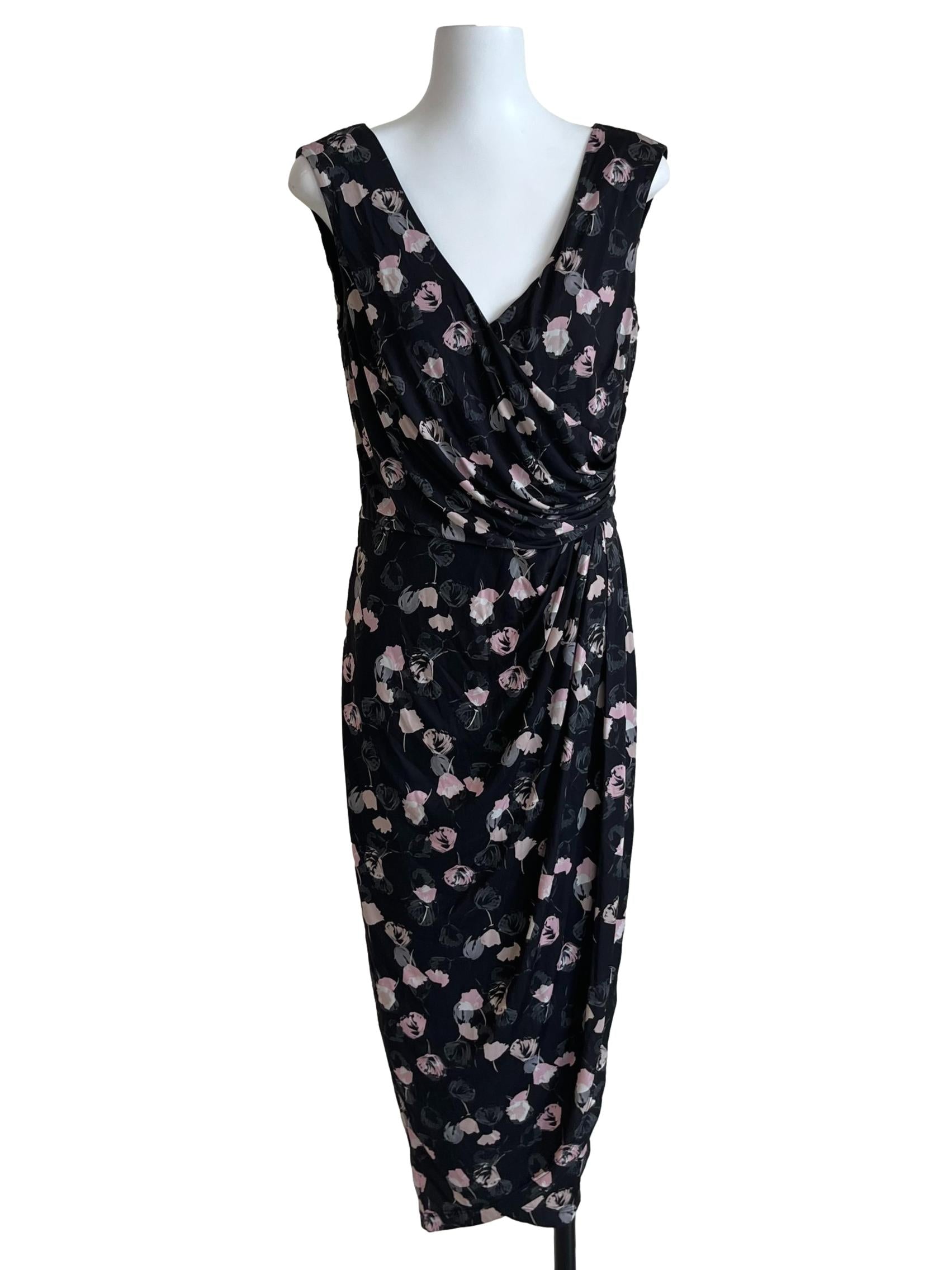 Black Floral Empire Dress