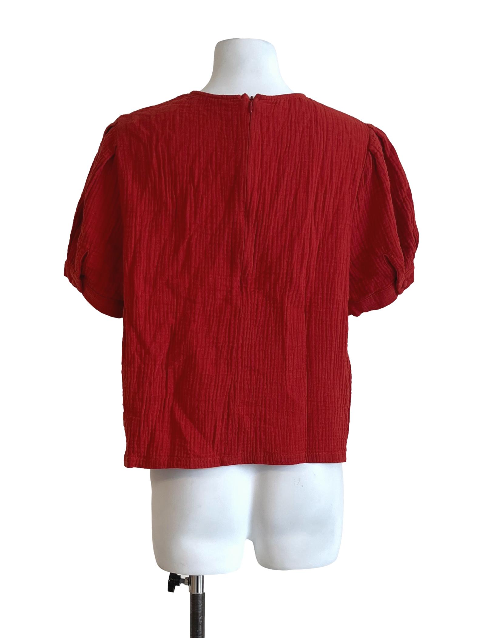 Candy Red Textured Top