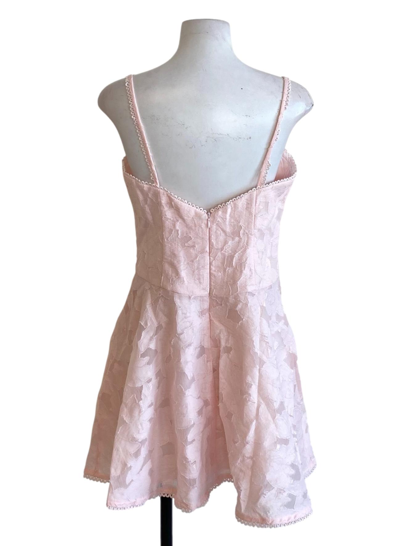 Lemonade Pink Floral Lace Detail A-Line Dress