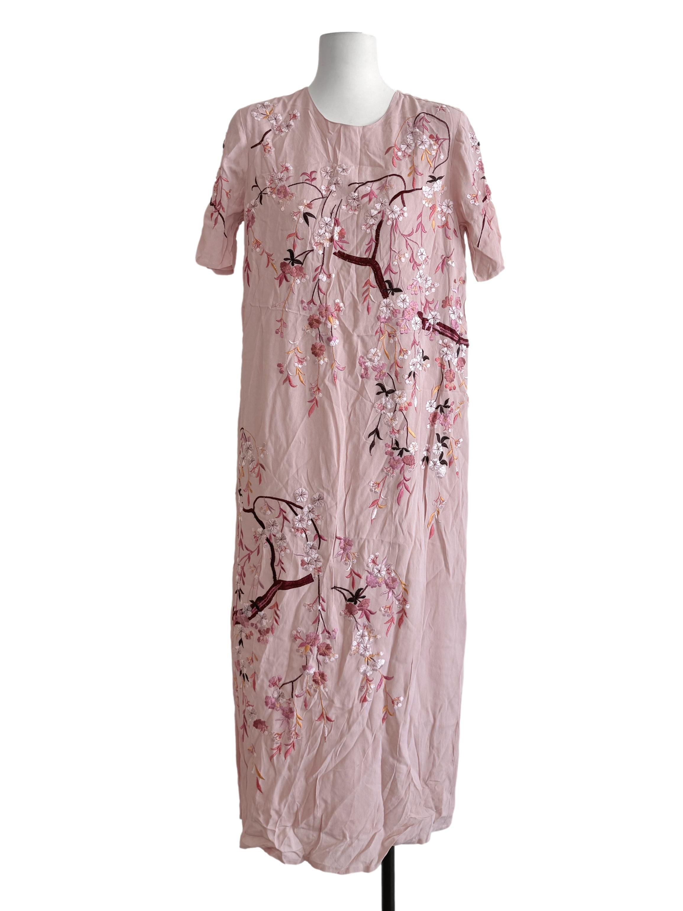 Flamingo Pink Flower Printed Shirt Dress