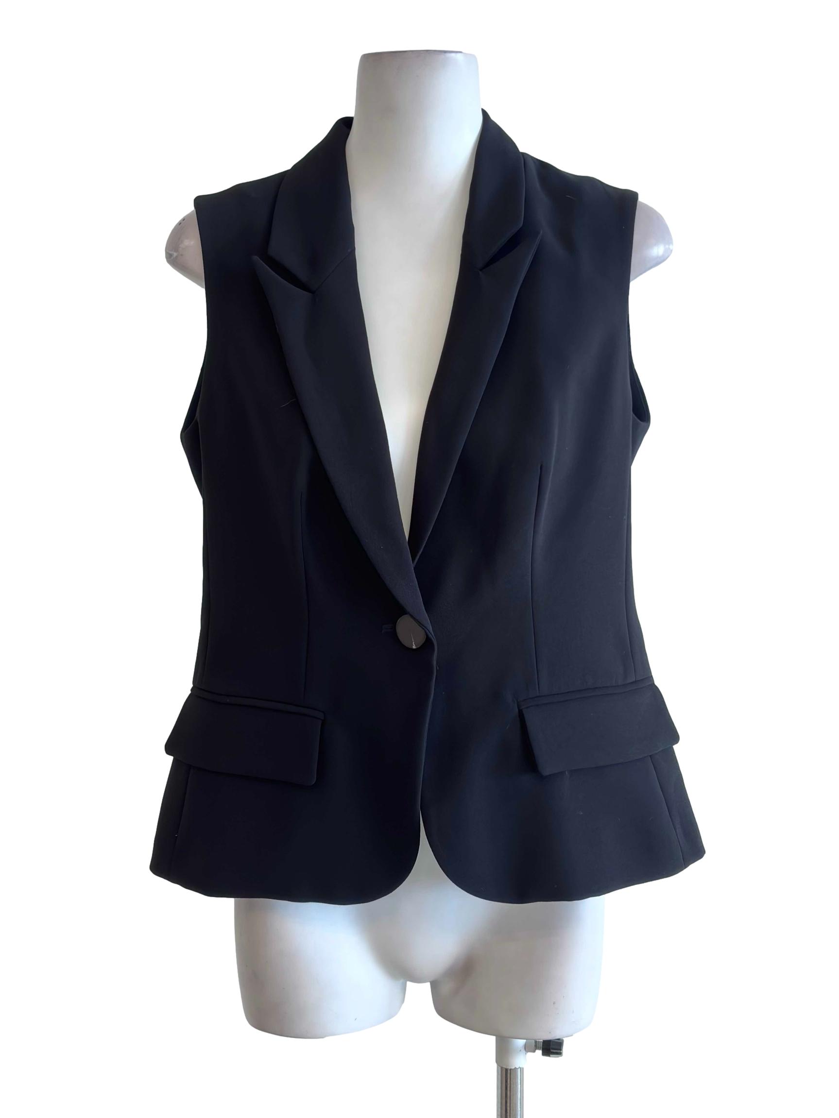 Jet Black Single Breasted Vest