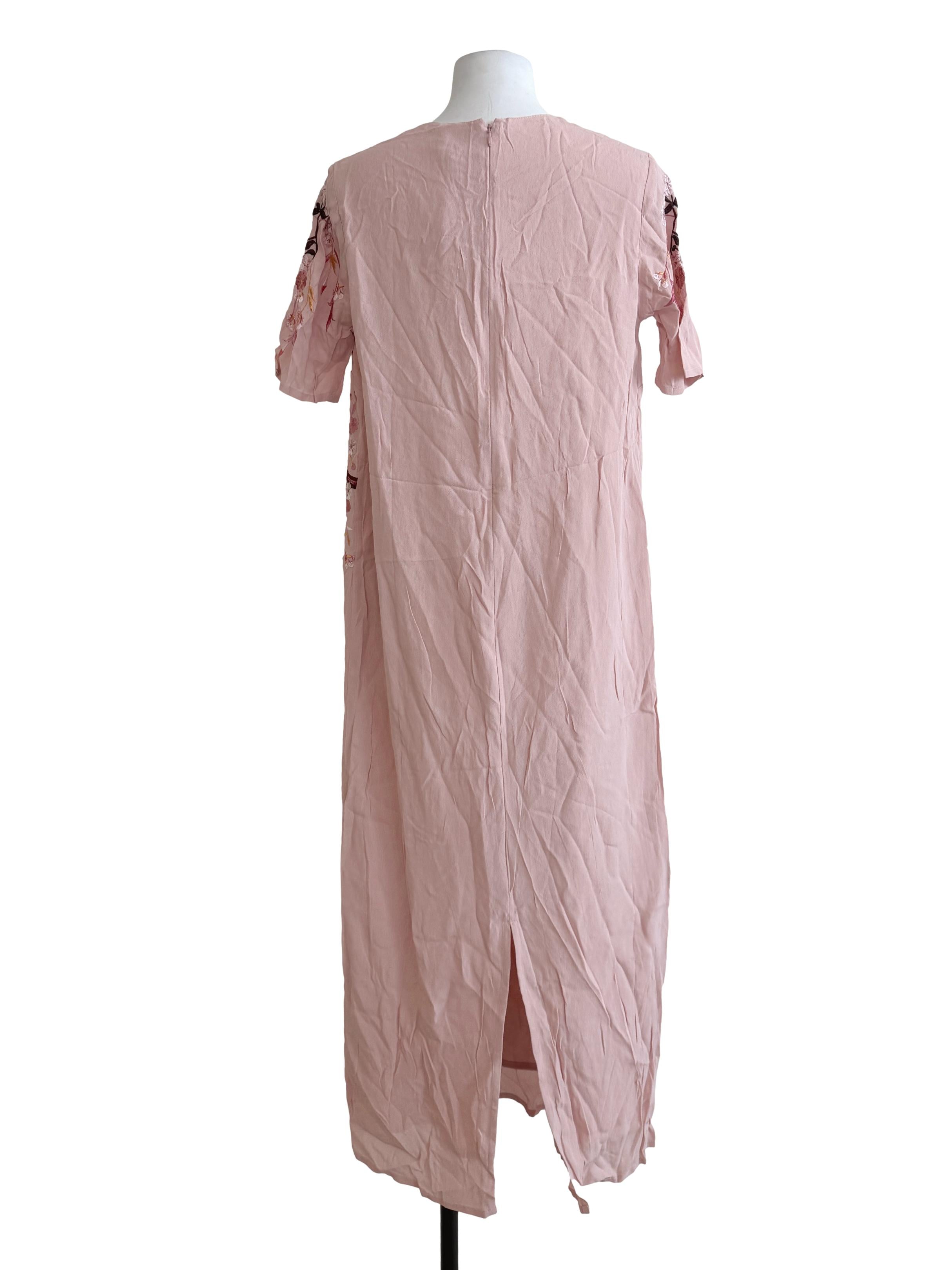 Flamingo Pink Flower Printed Shirt Dress