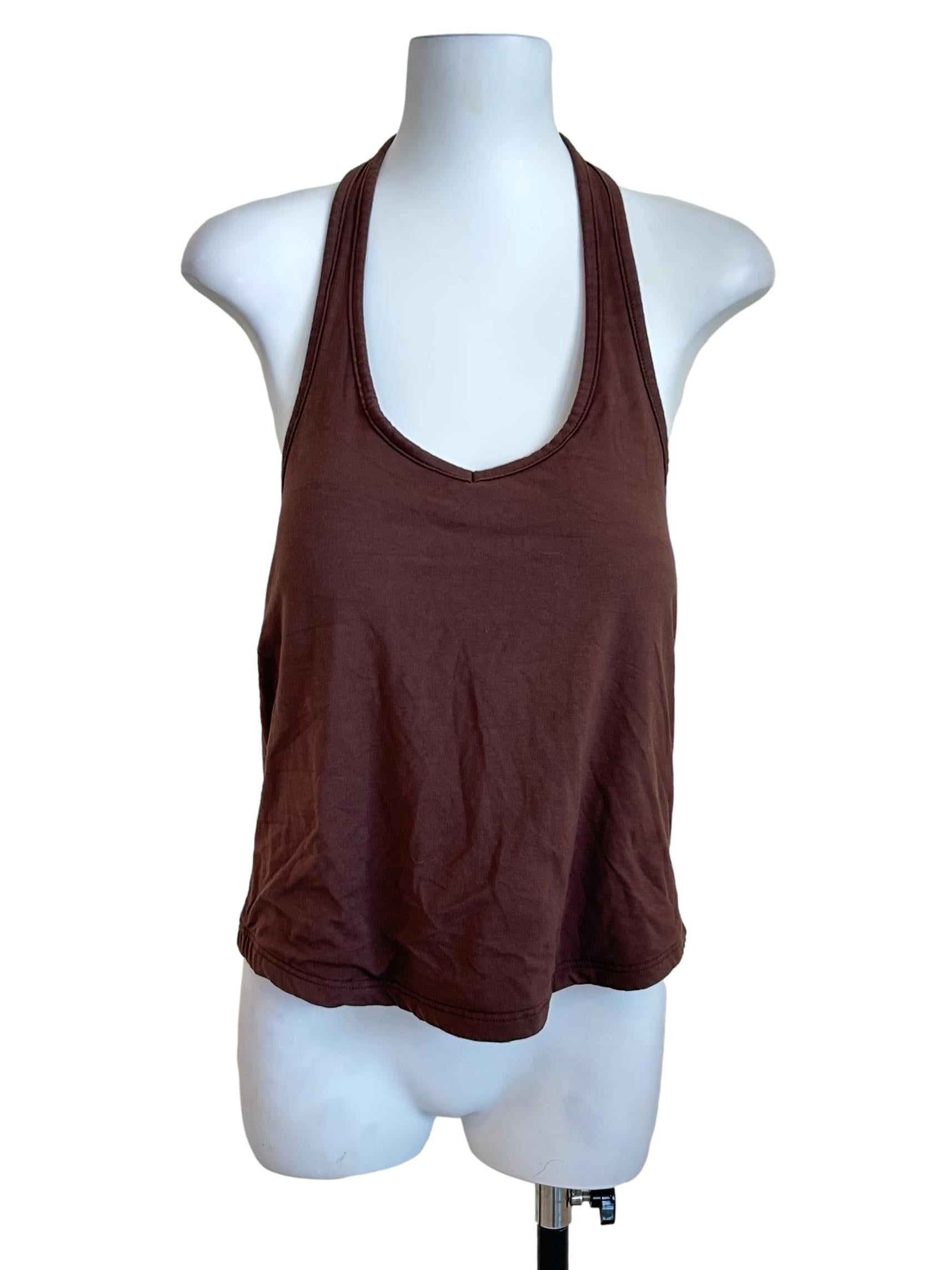 Caramel Brown Scoop Neck Halter Tank TTR