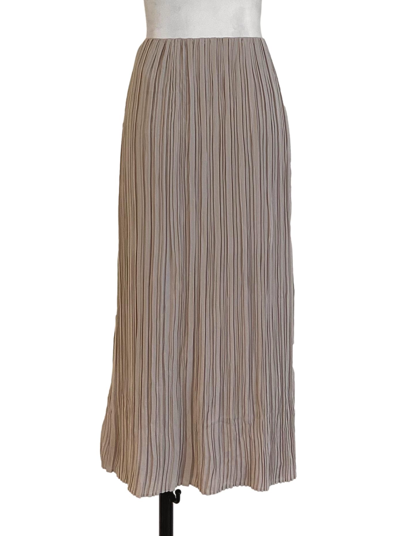 Chiffon Beige Pleated Asymmetric Skirt LB