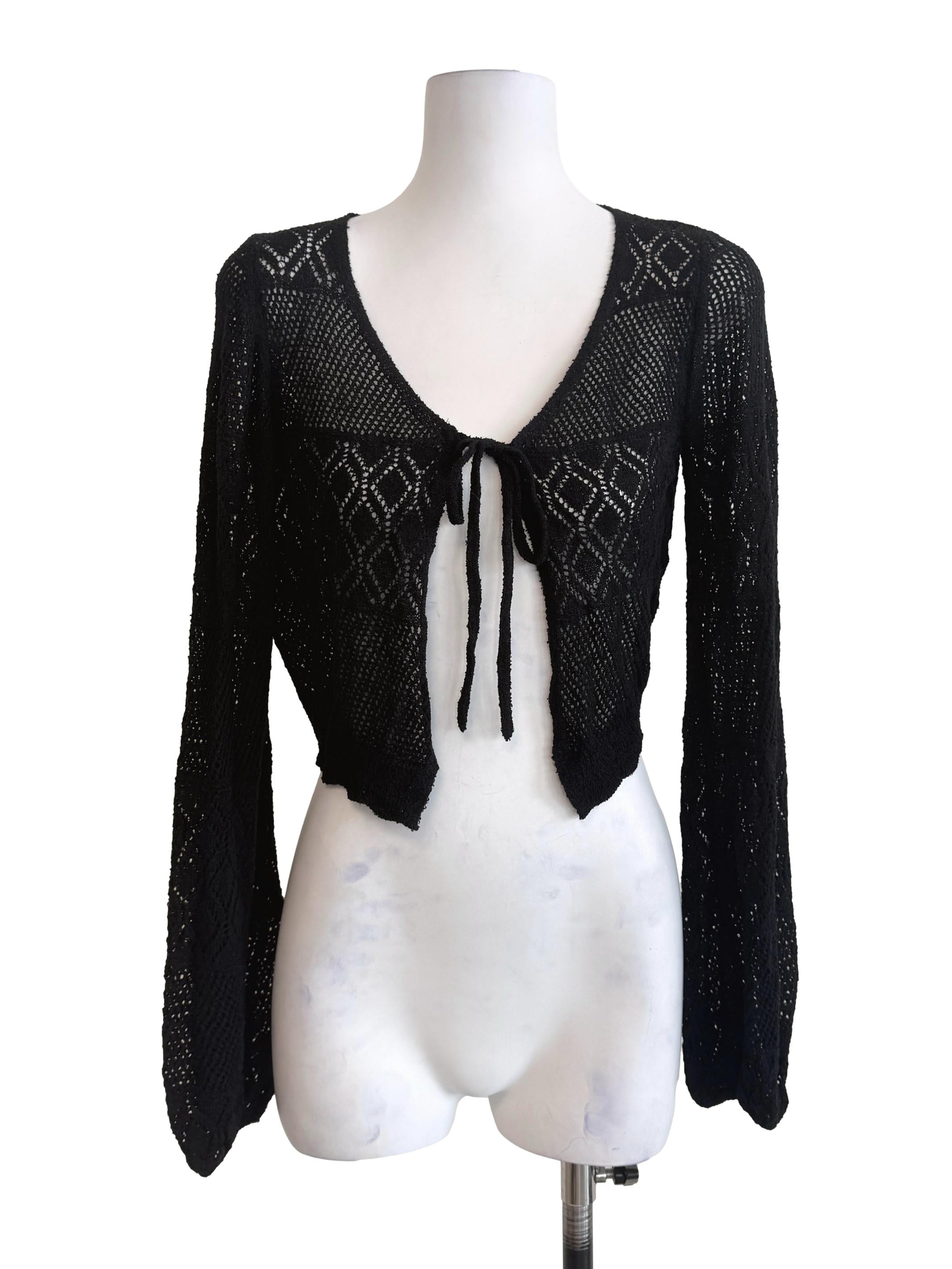 Black Knit Long Sleeves Cardigan