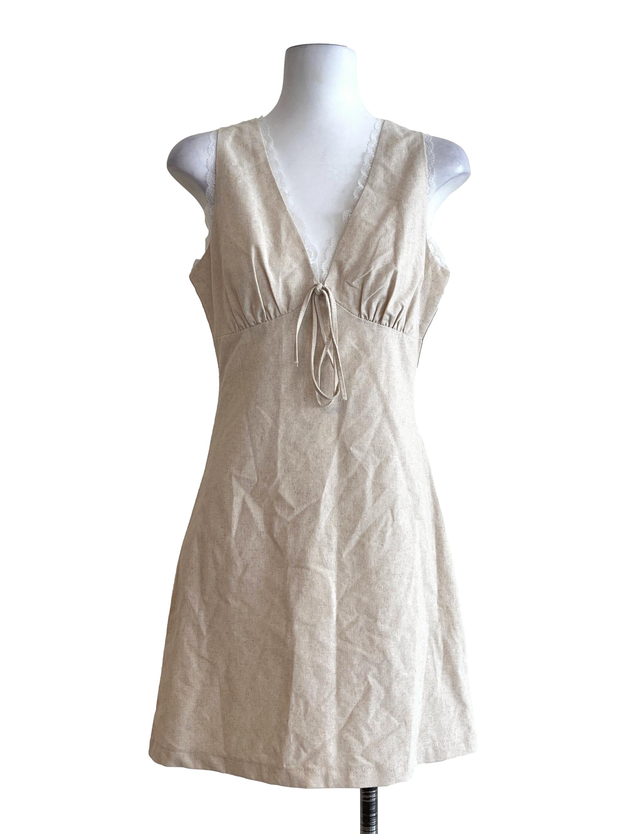 Ivory White V-Neck Slip Dress