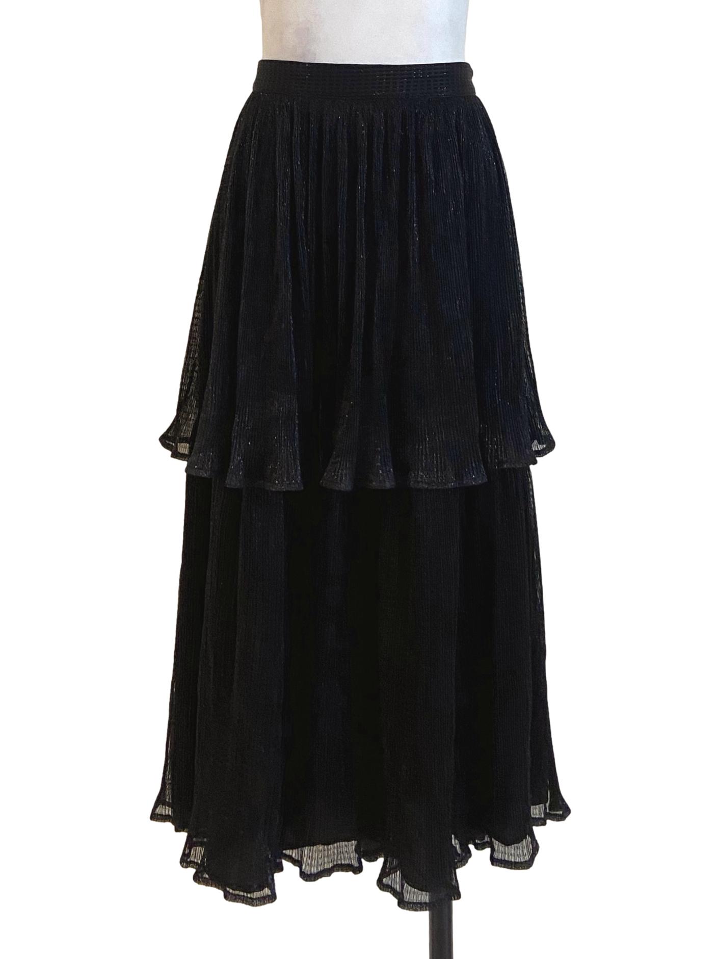 Black Glitter Layered Skirt LB