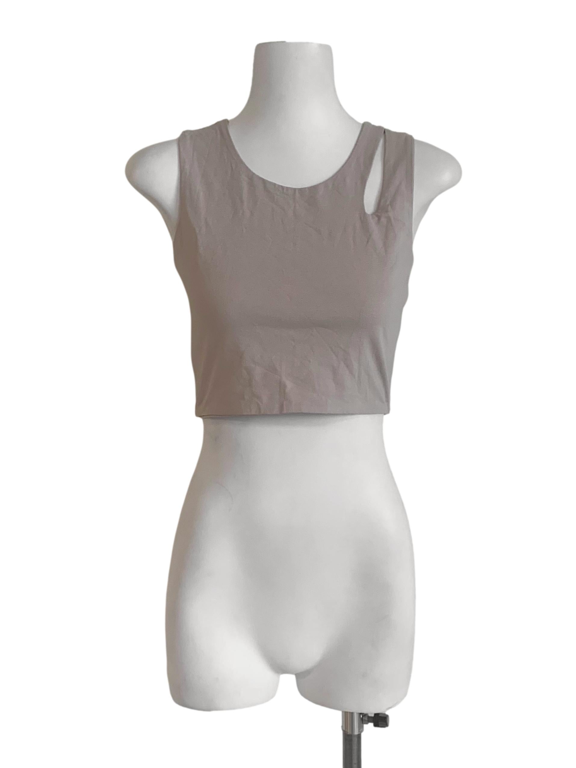 Bone Beige Round Neck Crop Top TCL
