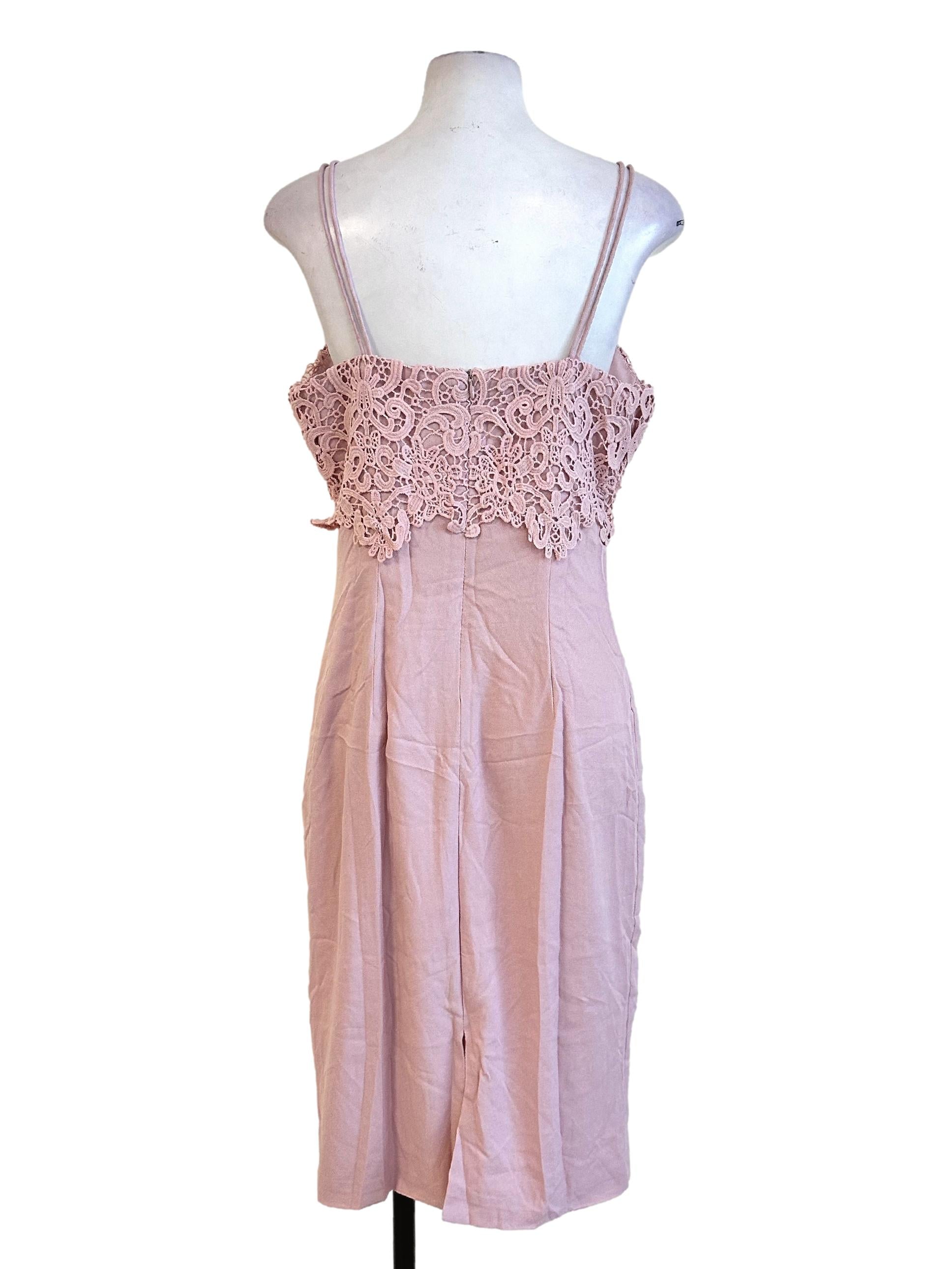 Blush Pink Embroidery Pattern Sleeveless Dress