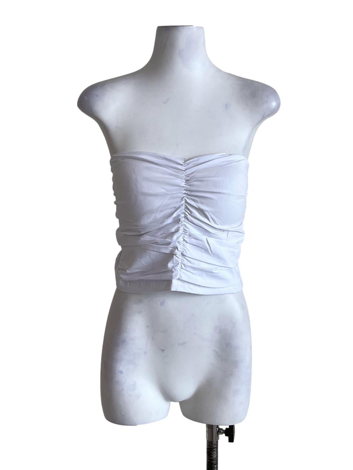 White Anaya Ruched Tube Padded Top TTR