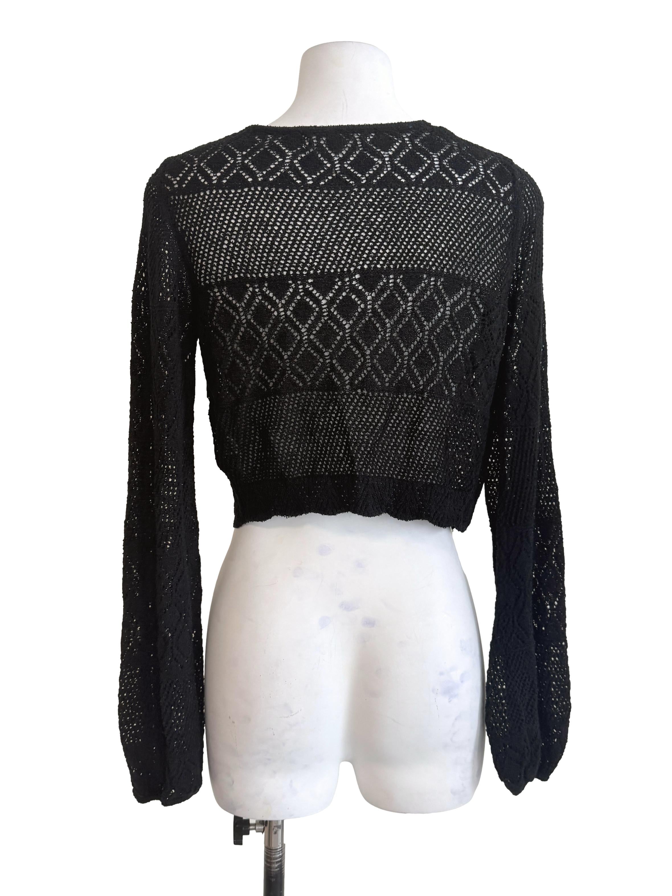 Black Knit Long Sleeves Cardigan