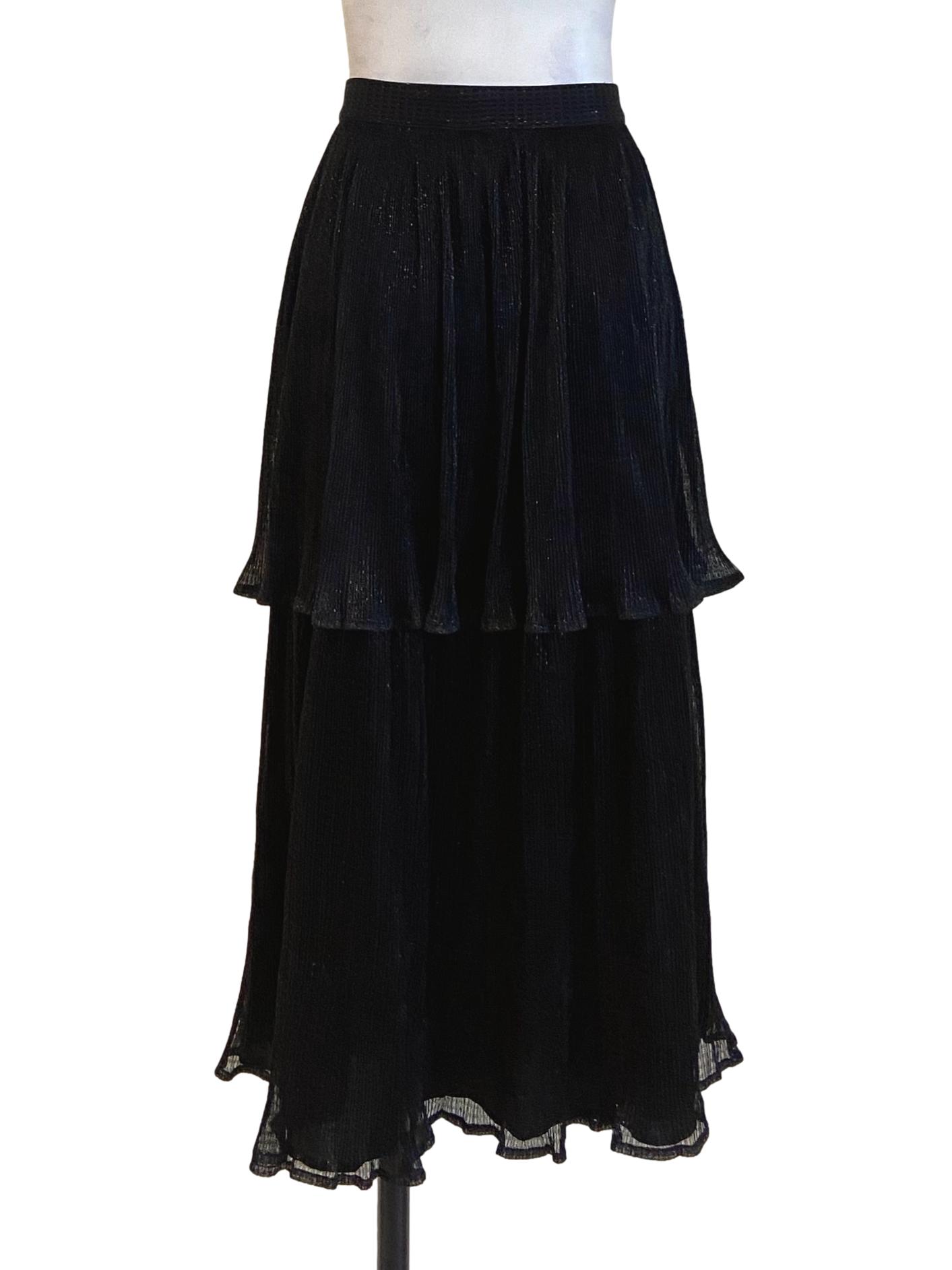 Black Glitter Layered Skirt LB