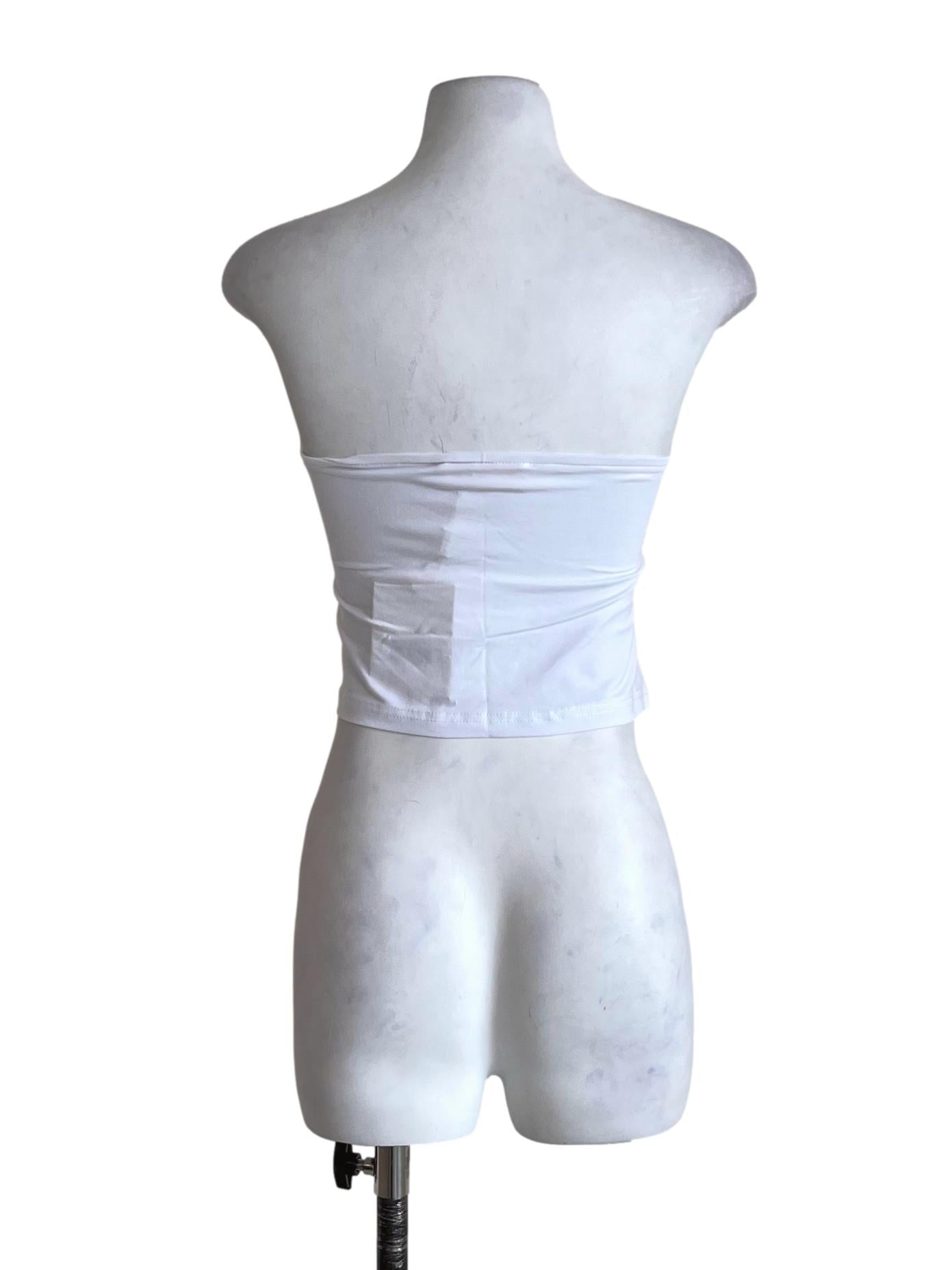 White Anaya Ruched Tube Padded Top TTR