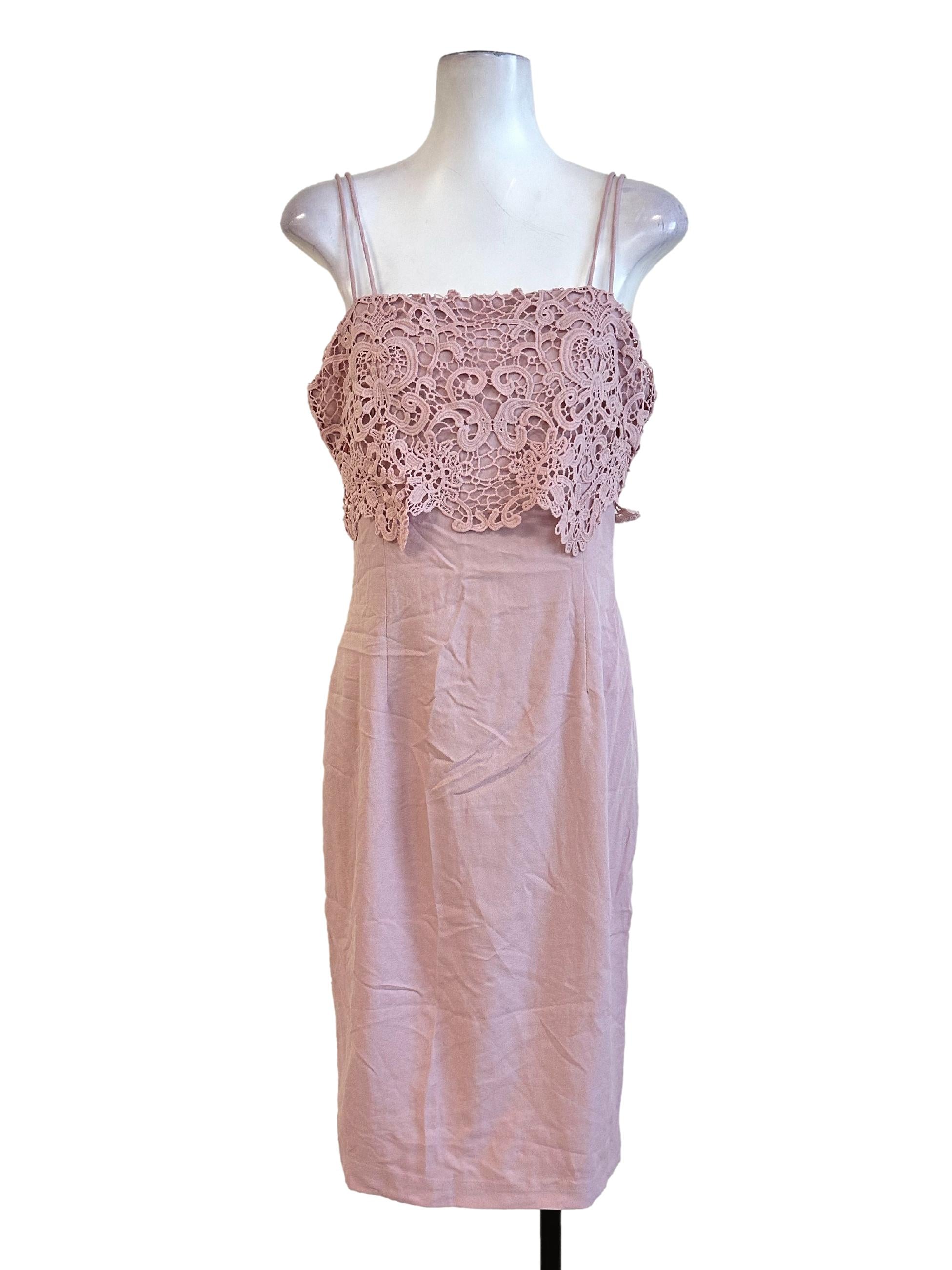 Blush Pink Embroidery Pattern Sleeveless Dress