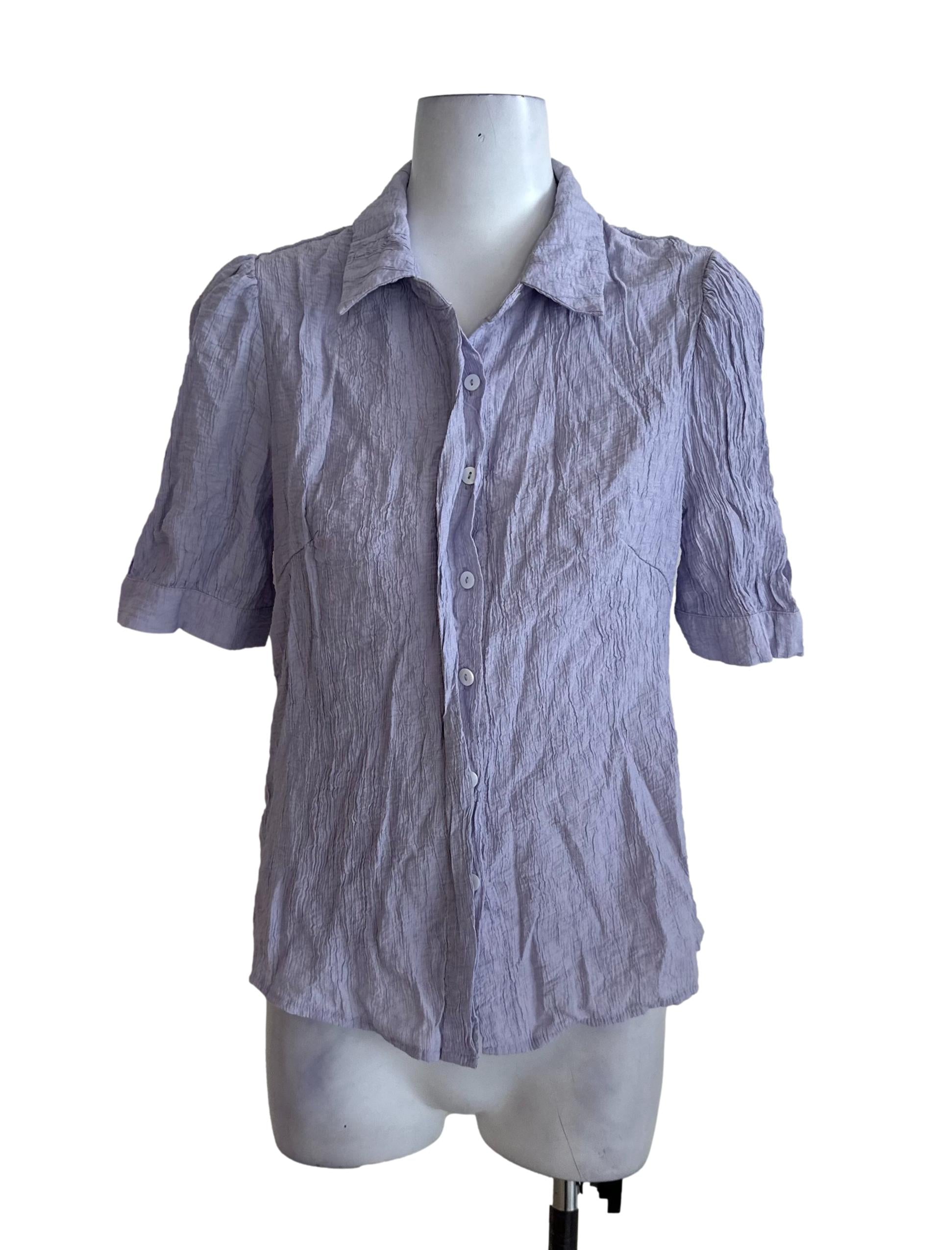 Lilac Purple Textured Collar Top