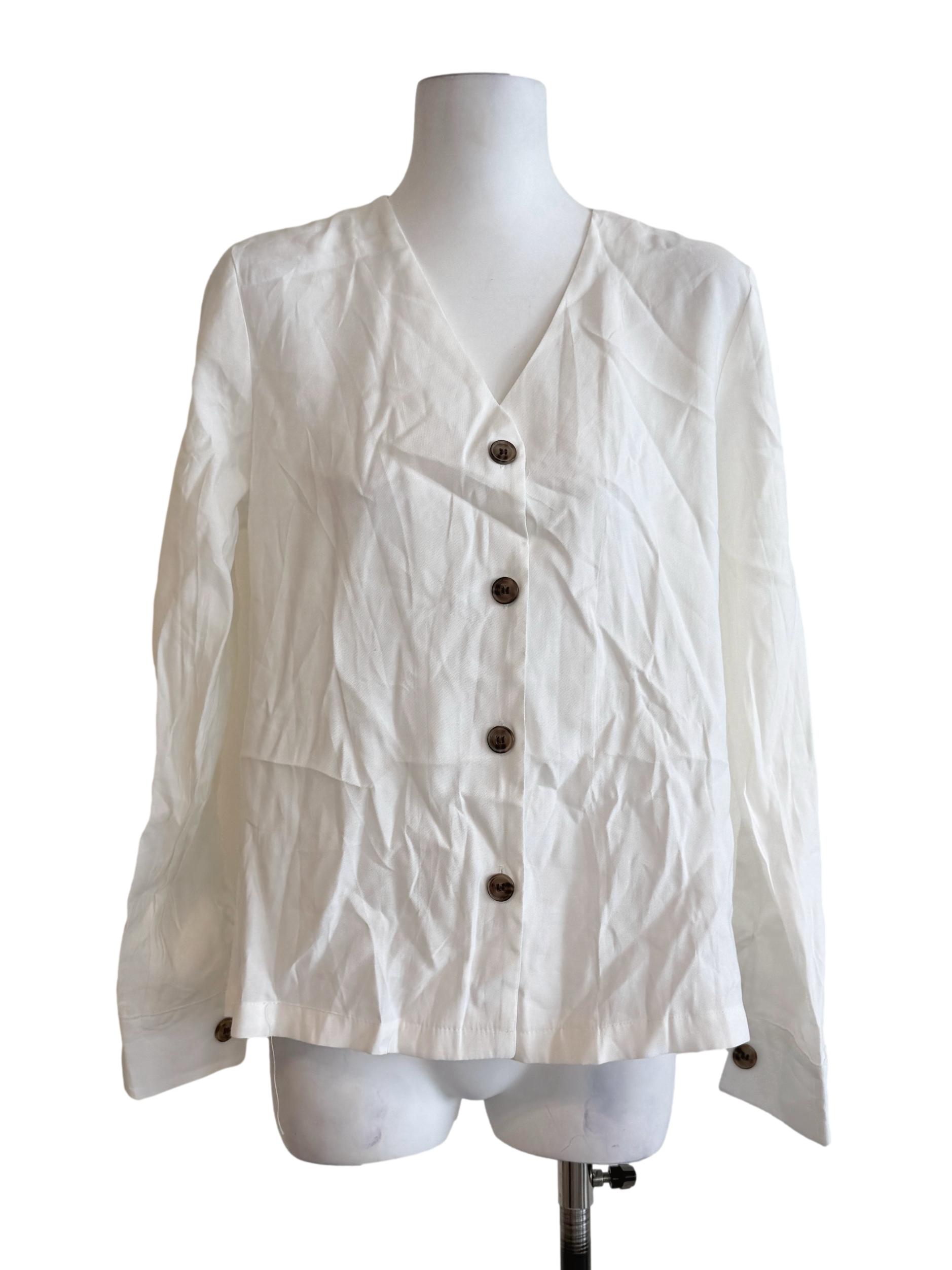 Pearl White V-Neck Top TEM