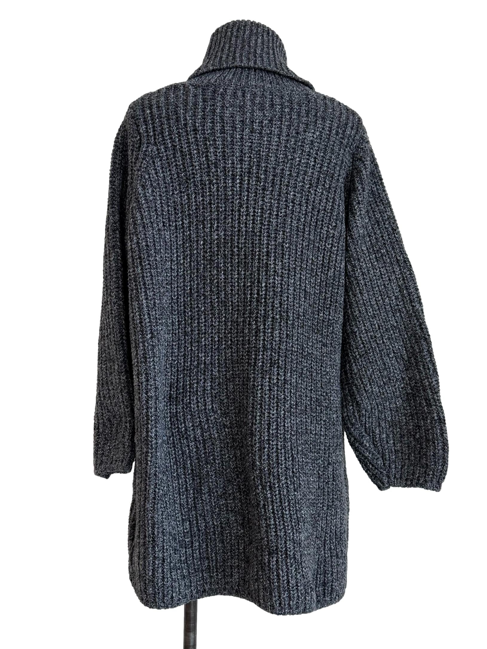 Asphal Grey Knitted High Neck Sweatshirt