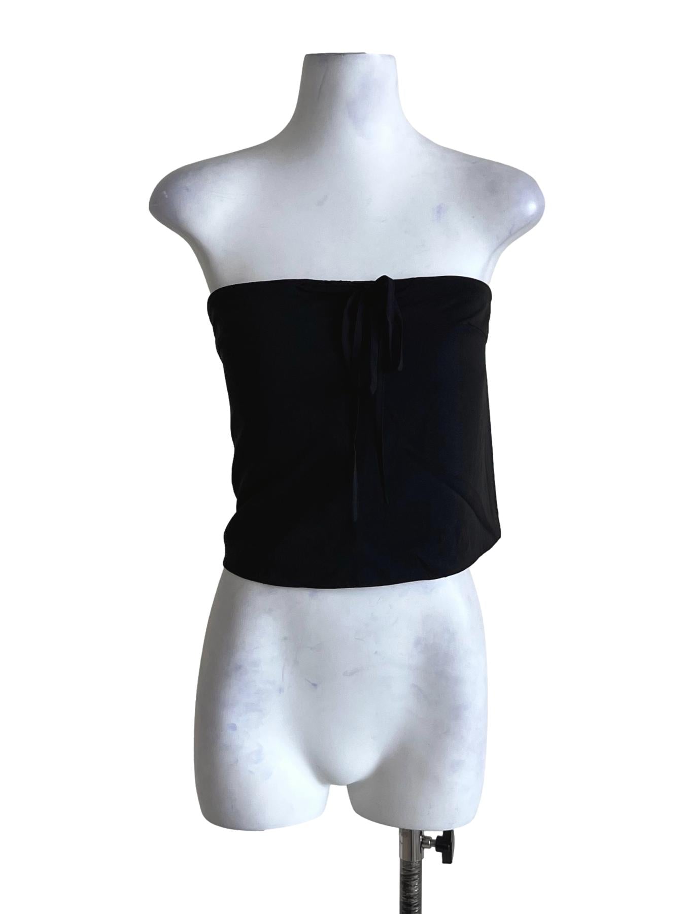 Black Ashlyn Tie Front Tube Padded Top TTR