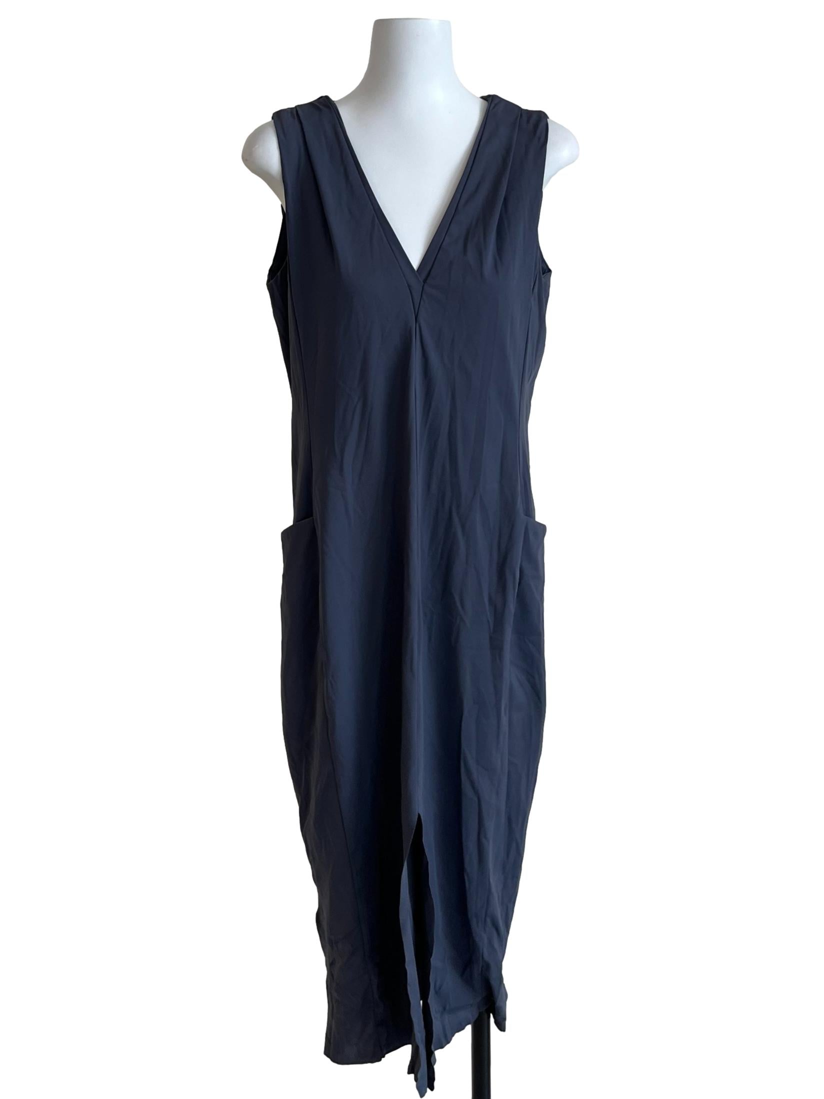 Stone Grey V-Neckline Shift Dress
