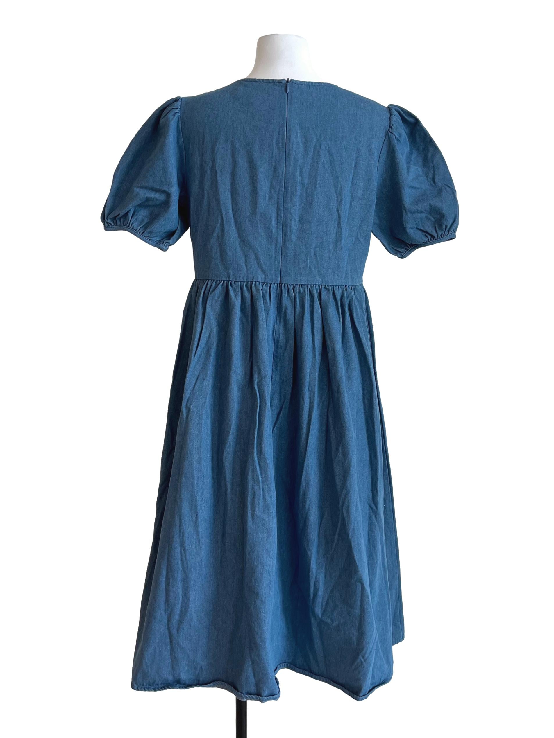 Denim Blue Puff Sleeve Dress