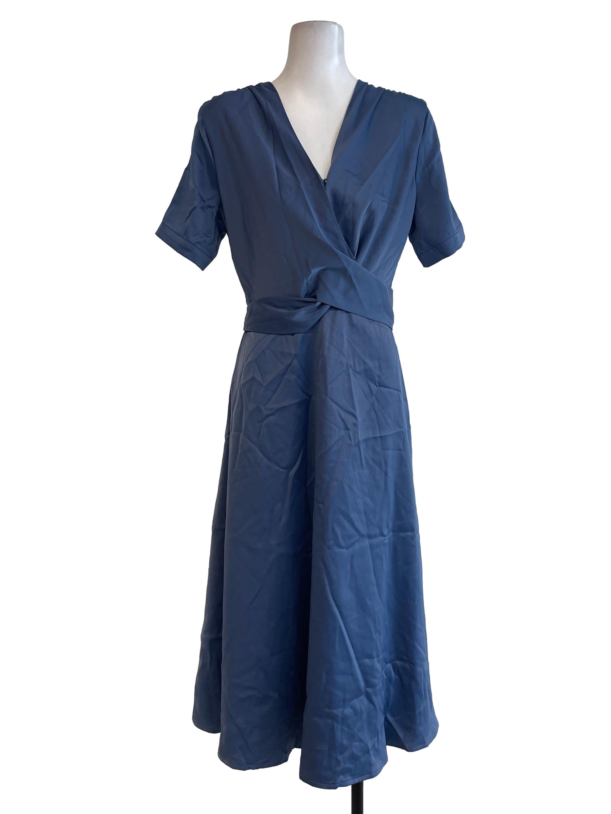 Stone Blue Wrap Knot Dress