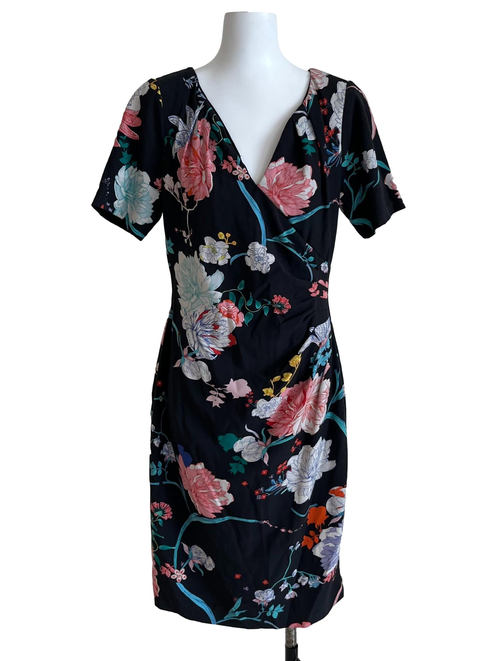 Black Floral Empire Dress