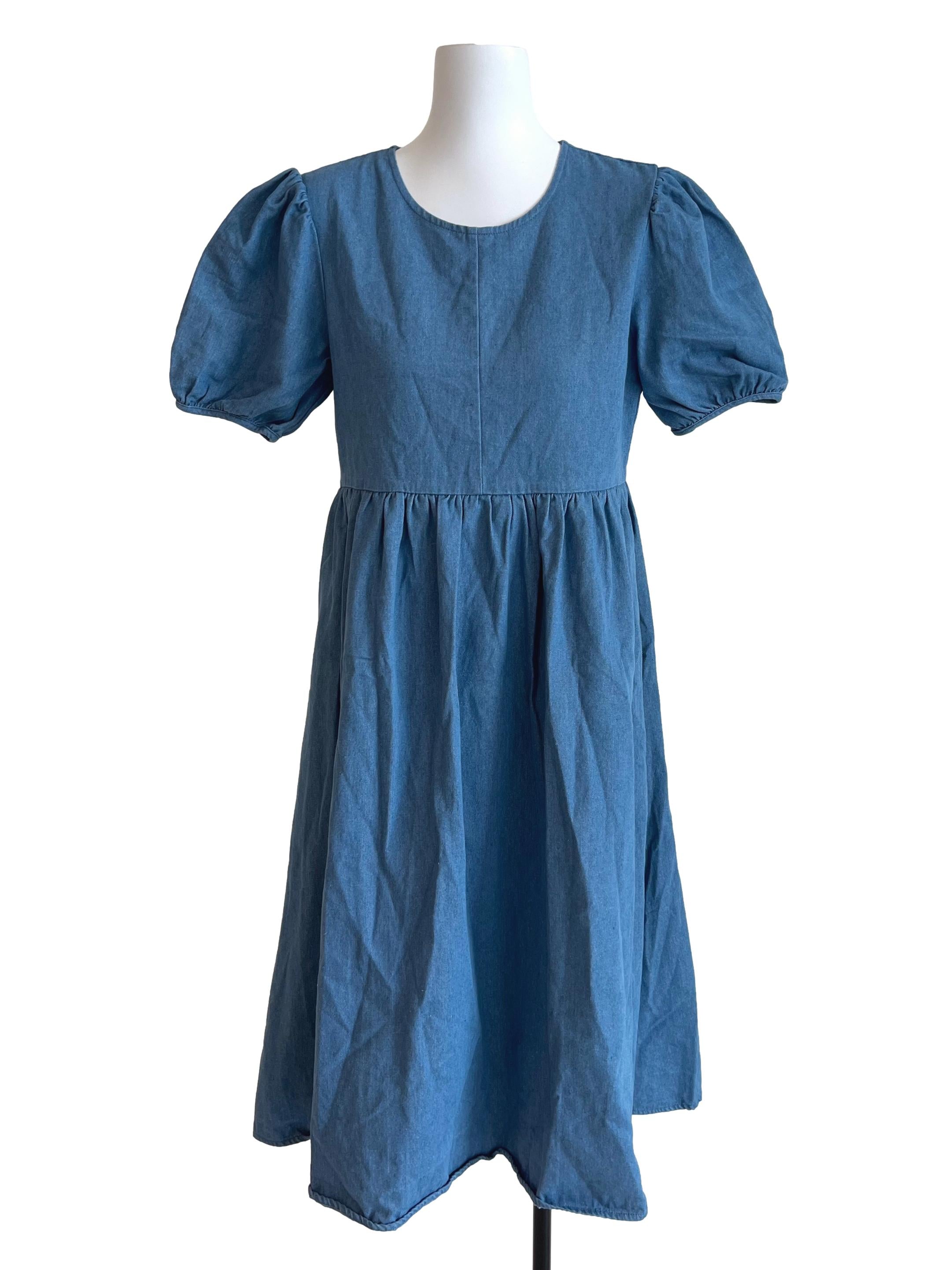 Denim Blue Puff Sleeve Dress